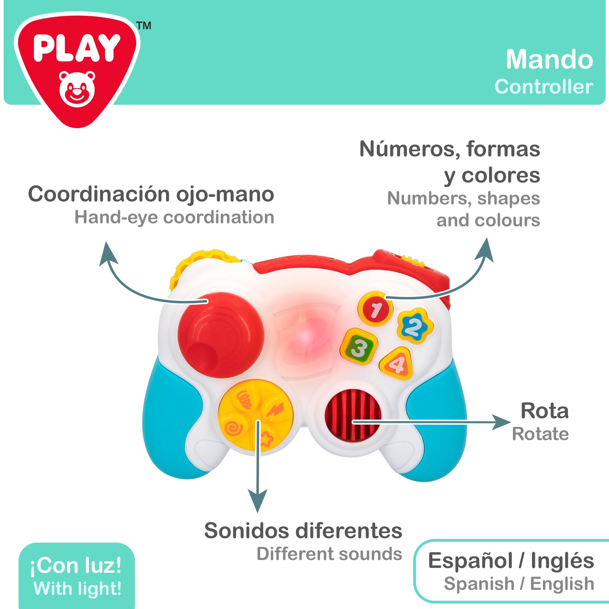 PLAY Set mandos y teléfono bebé juguete con luz y sonido