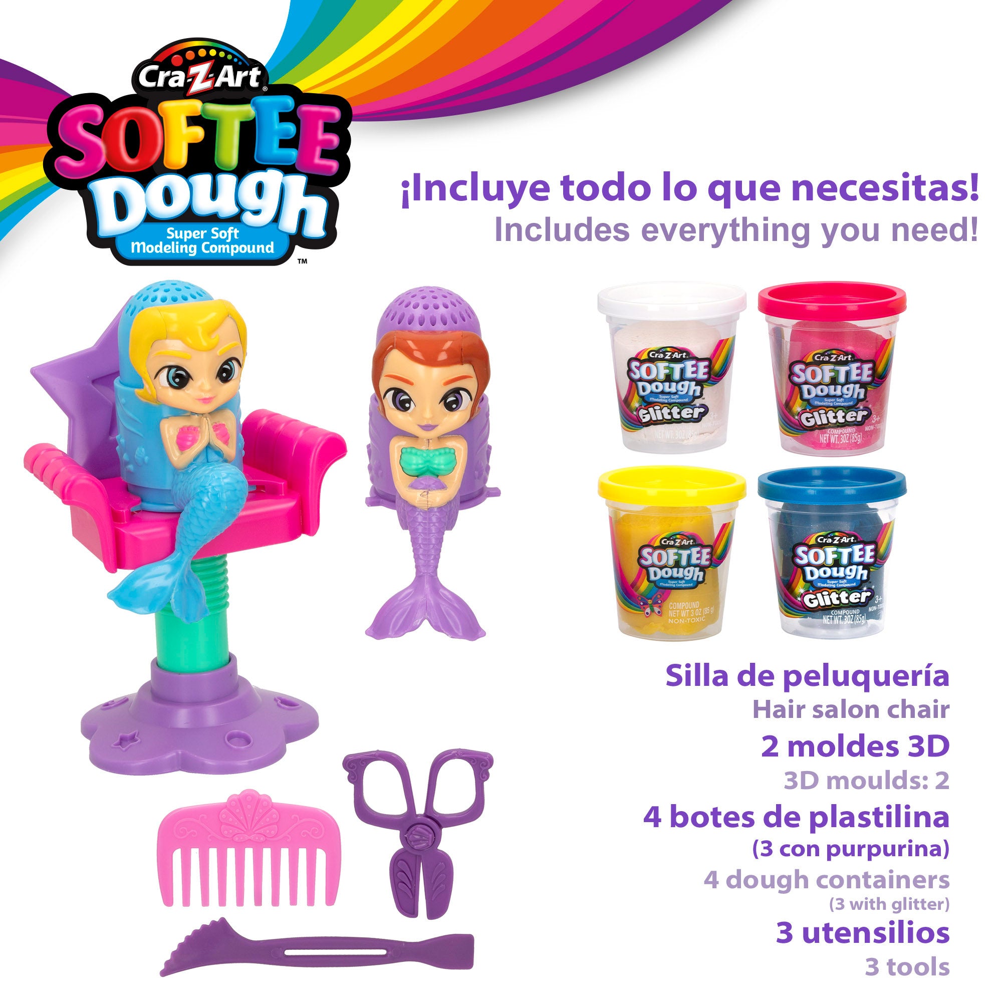 Set de plastilina brillante sirenitas Softee Dough