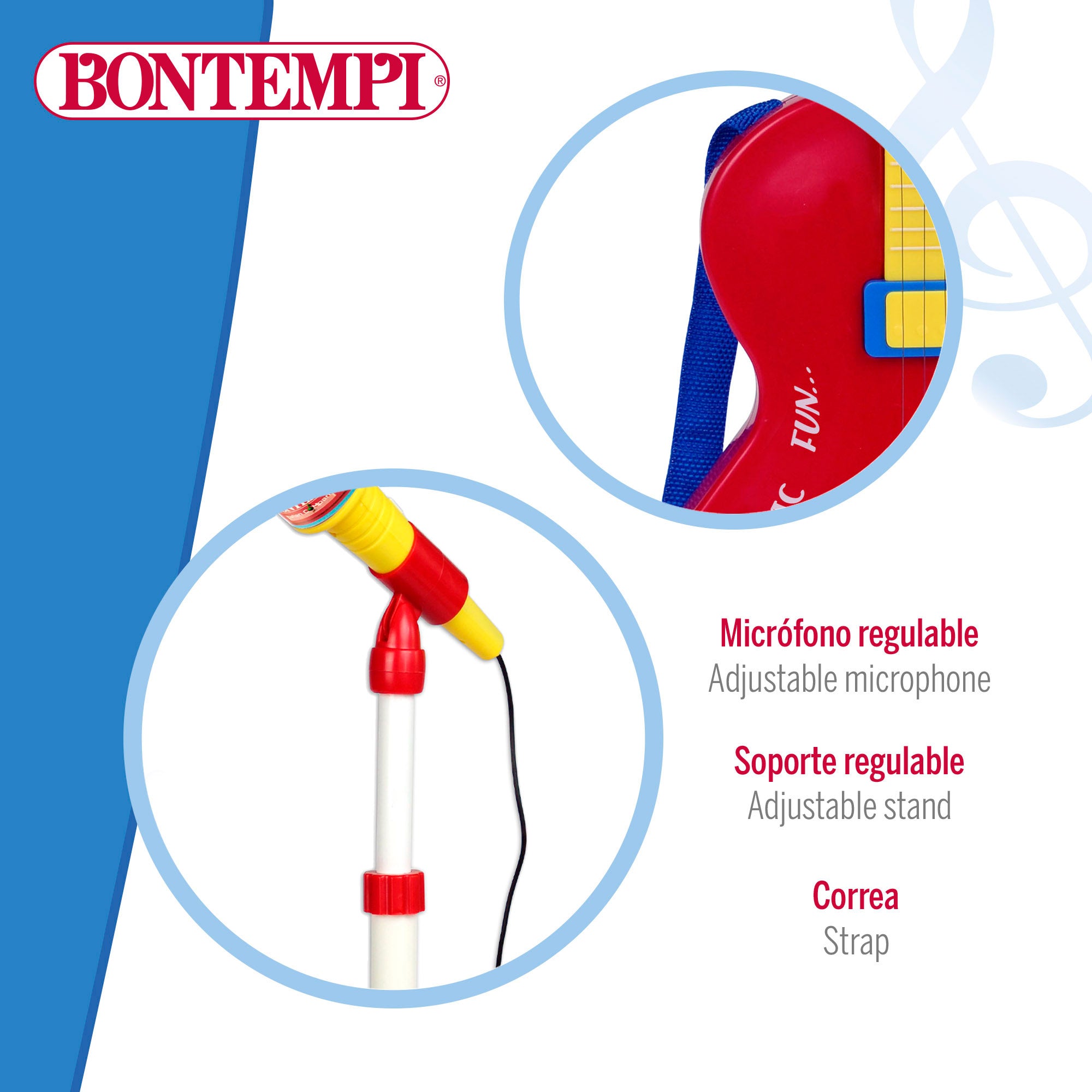 Guitarra eléctrica de juguete 55 cm con micrófono de pie Bontempi