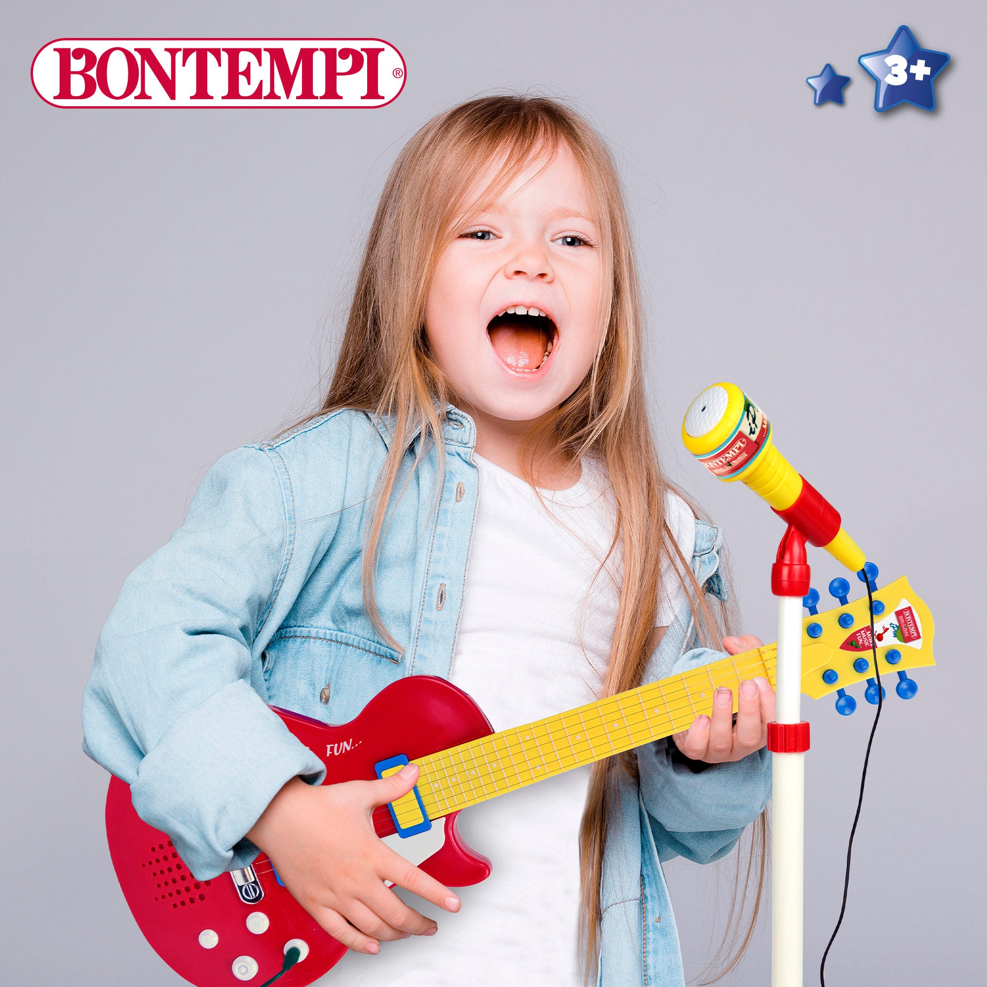 Guitarra eléctrica de juguete 55 cm con micrófono de pie Bontempi
