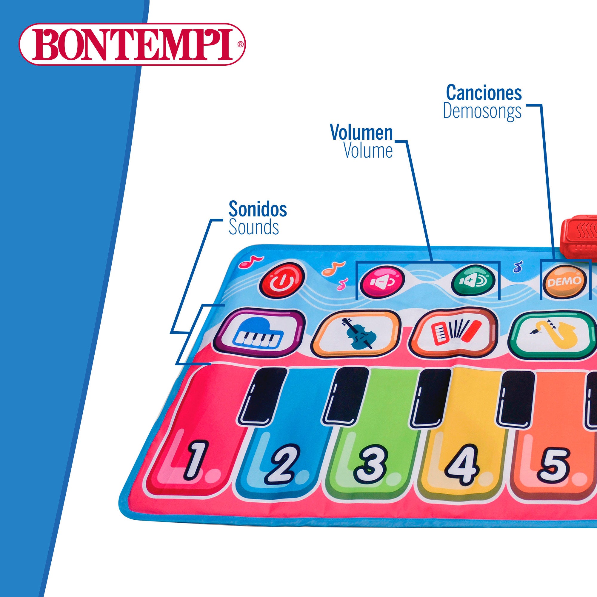 Alfombra piano multicolor interactiva 10 teclas Bontempi