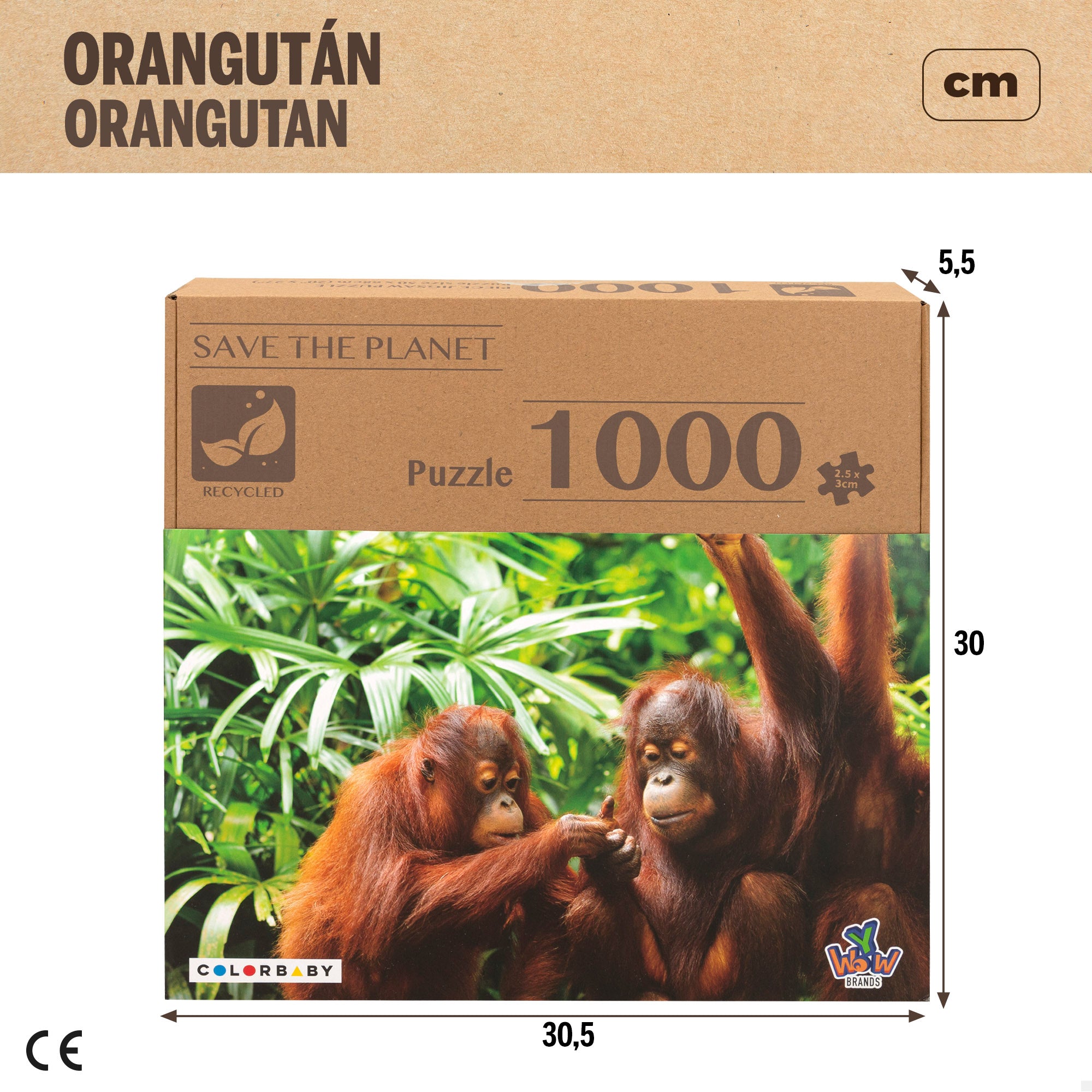 Puzzle de orangotango para crianças, 1000 peças, CB Toys
