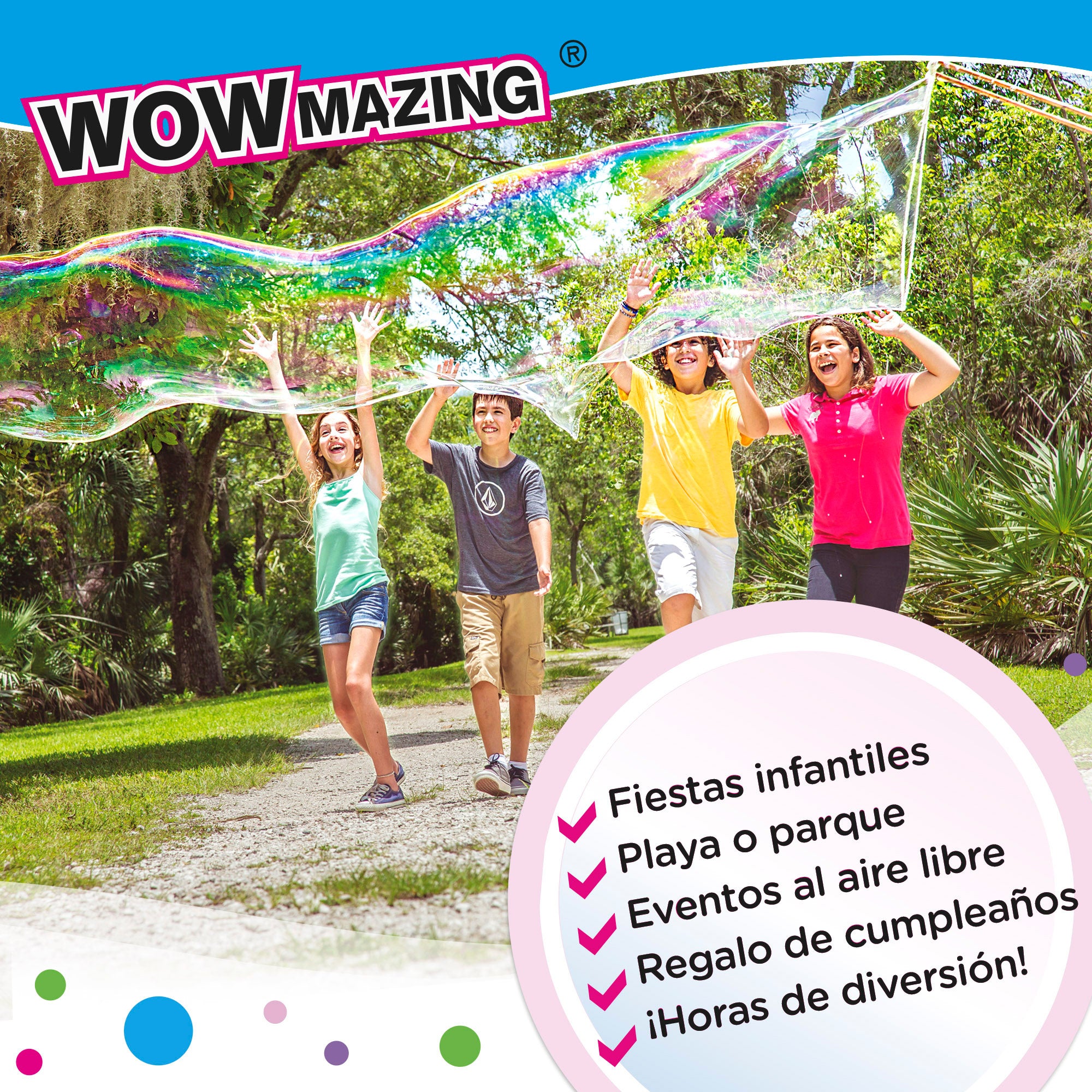 WOWmazing Kit burbujas gigantes con 2 sobres jabón concentrado