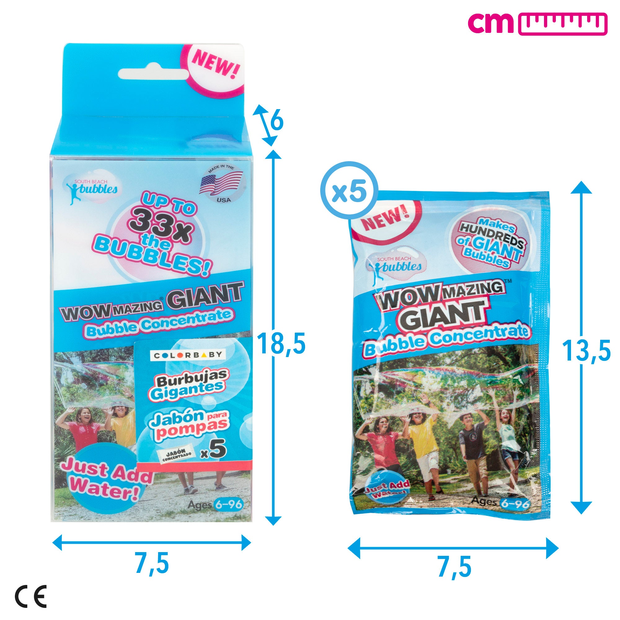 WOWmazing Pack 5 sobres de jabón concentrado para hacer pompas