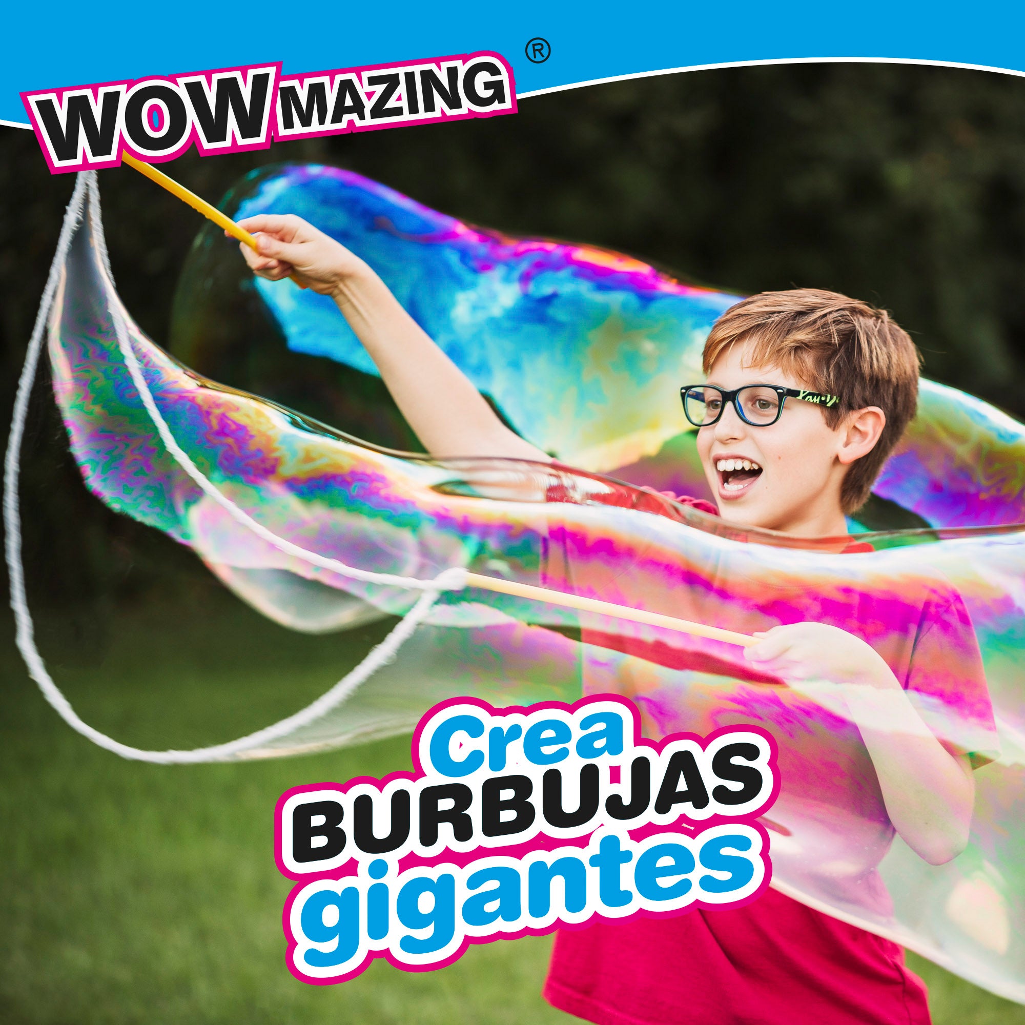 WOWmazing Kit burbujas gigantes con 1 sobre jabón en polvo