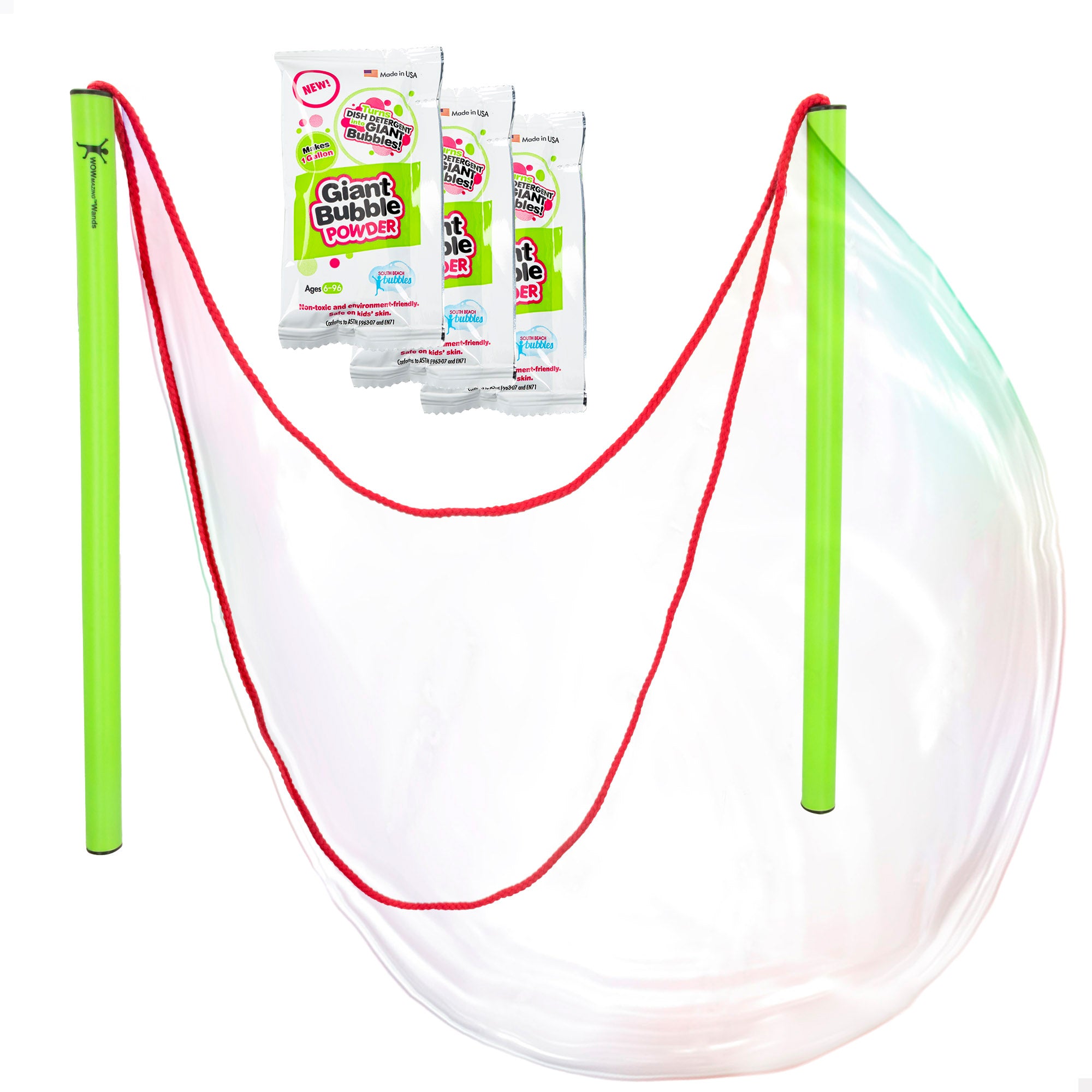 WOWmazing Kit burbujas gigantes con 3 sobres jabón en polvo