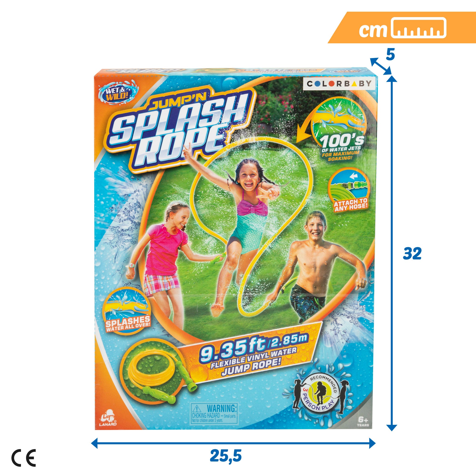 Corda de brincar COLORBABY Splash para crianças com jatos de água, 2,85 m