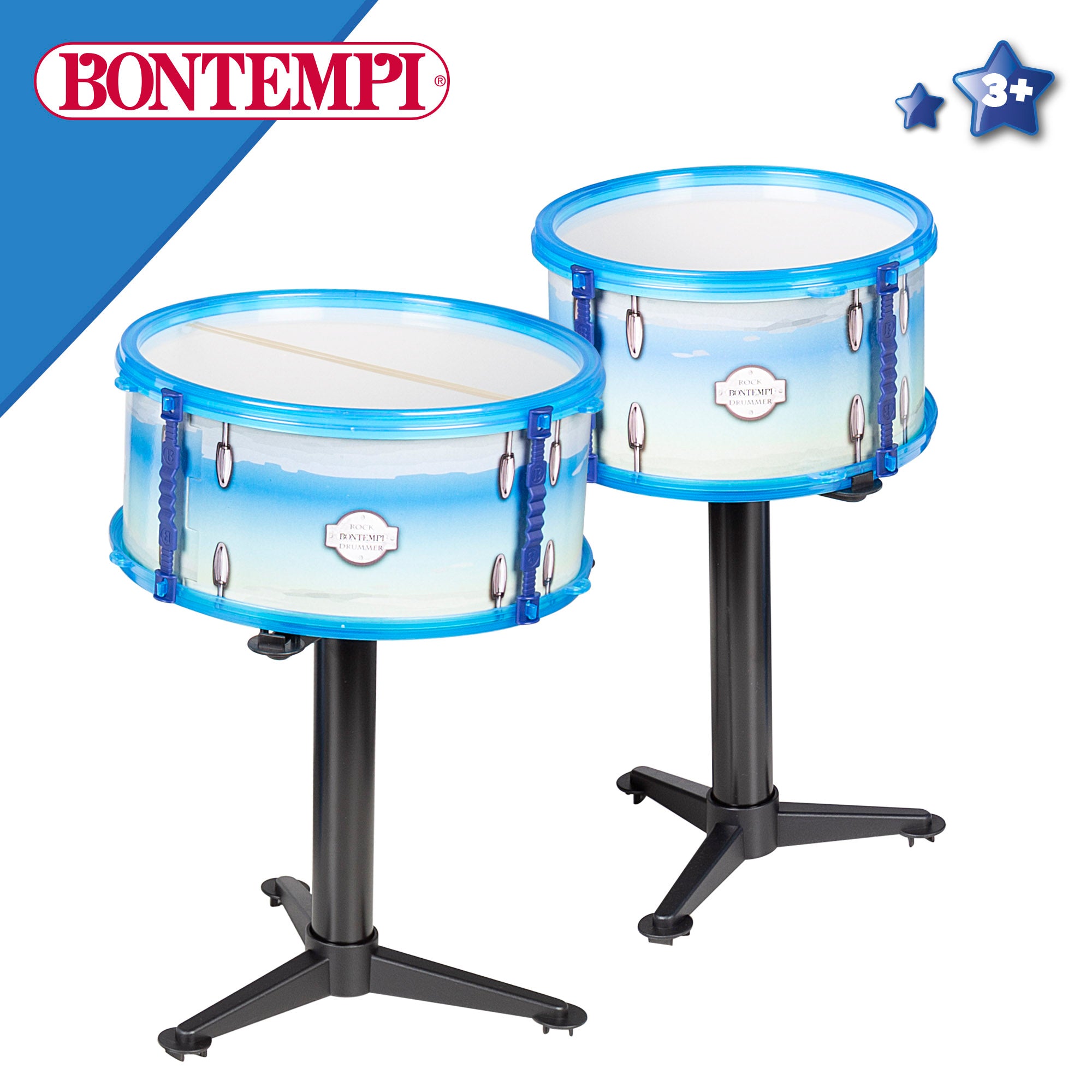 Batería musical infantil azul 5 tambores con taburete Bontempi