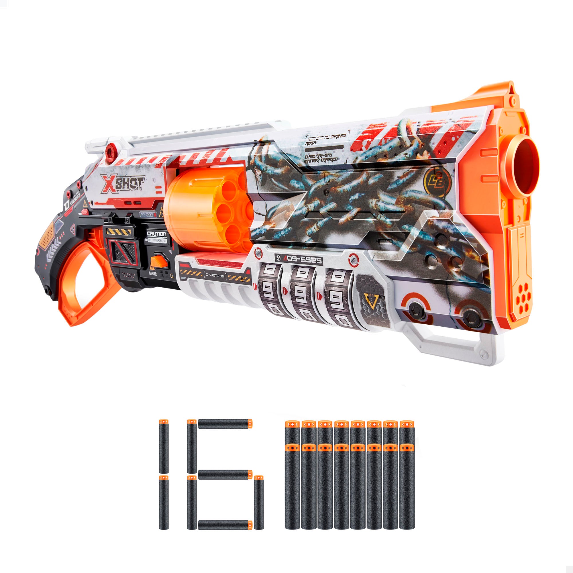 X-Shot Pistola dardos gomaespuma Skins Lock Baster con sistema de bloqueo