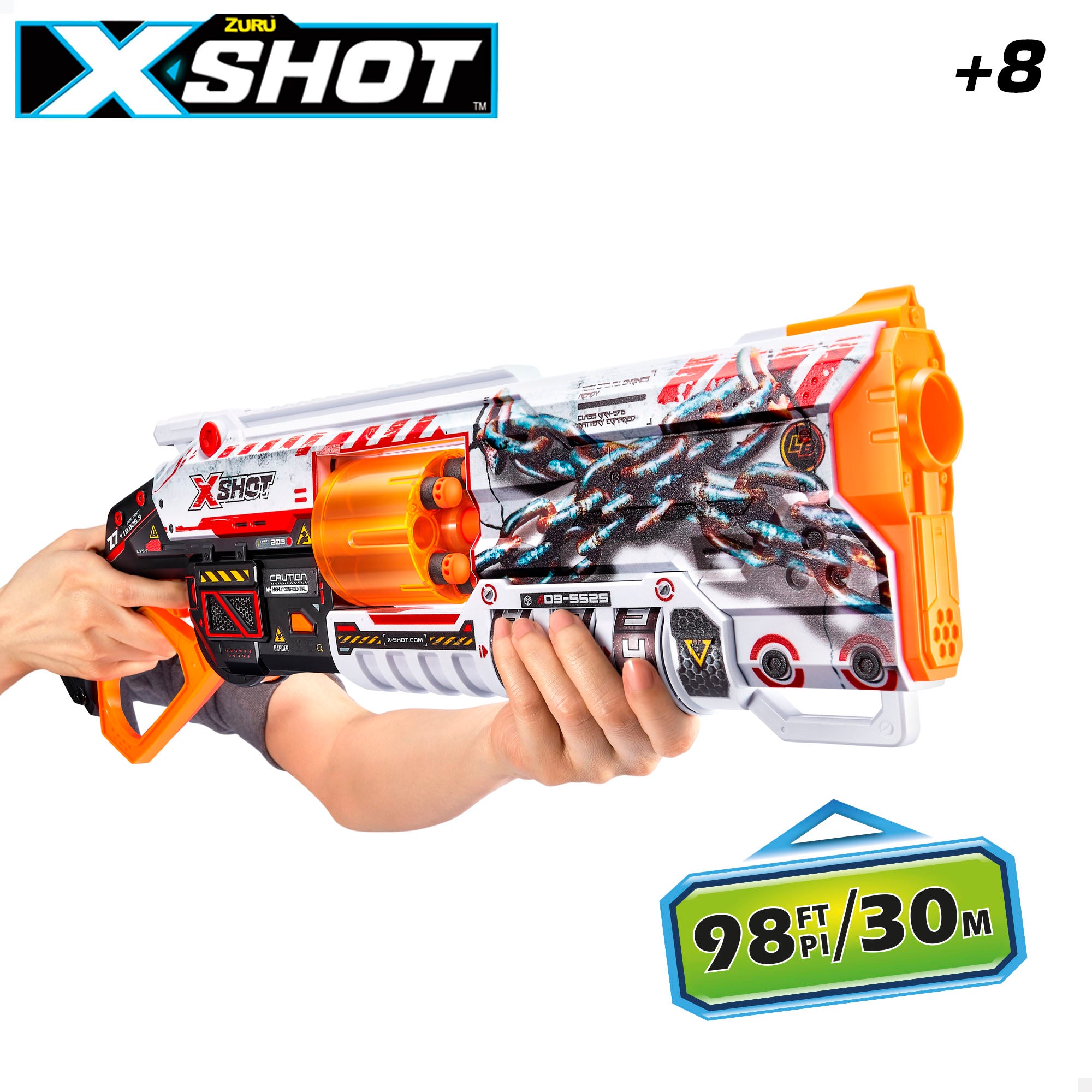 X-Shot Pistola dardos gomaespuma Skins Lock Baster con sistema de bloqueo