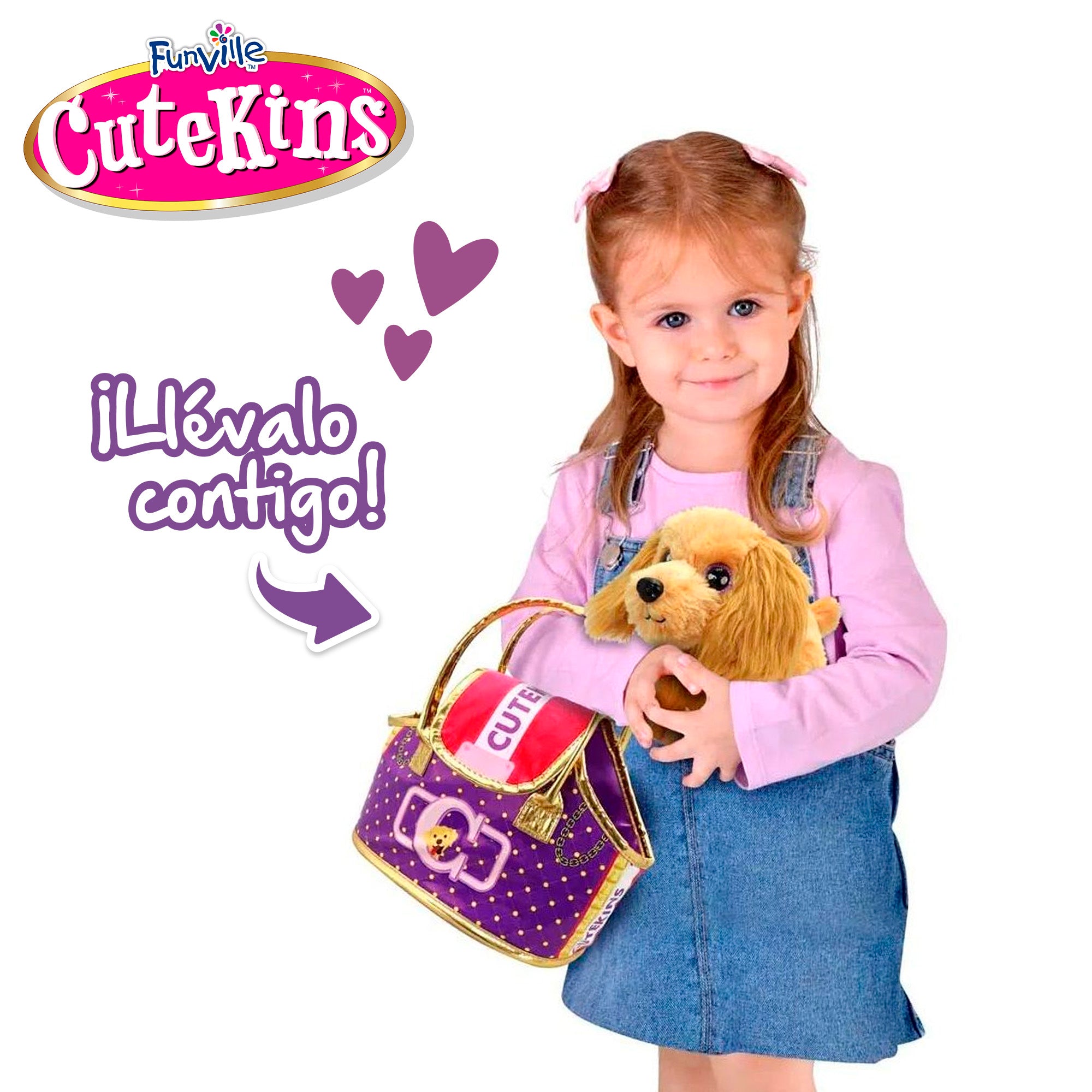 Perro de peluche con bolso transportín Cutekins