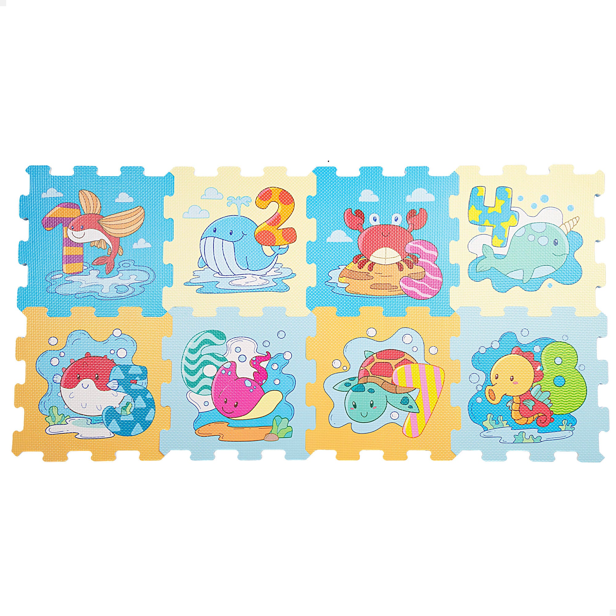 Alfombra puzle bebés animales y números 8 piezas gomaespuma C'Baby