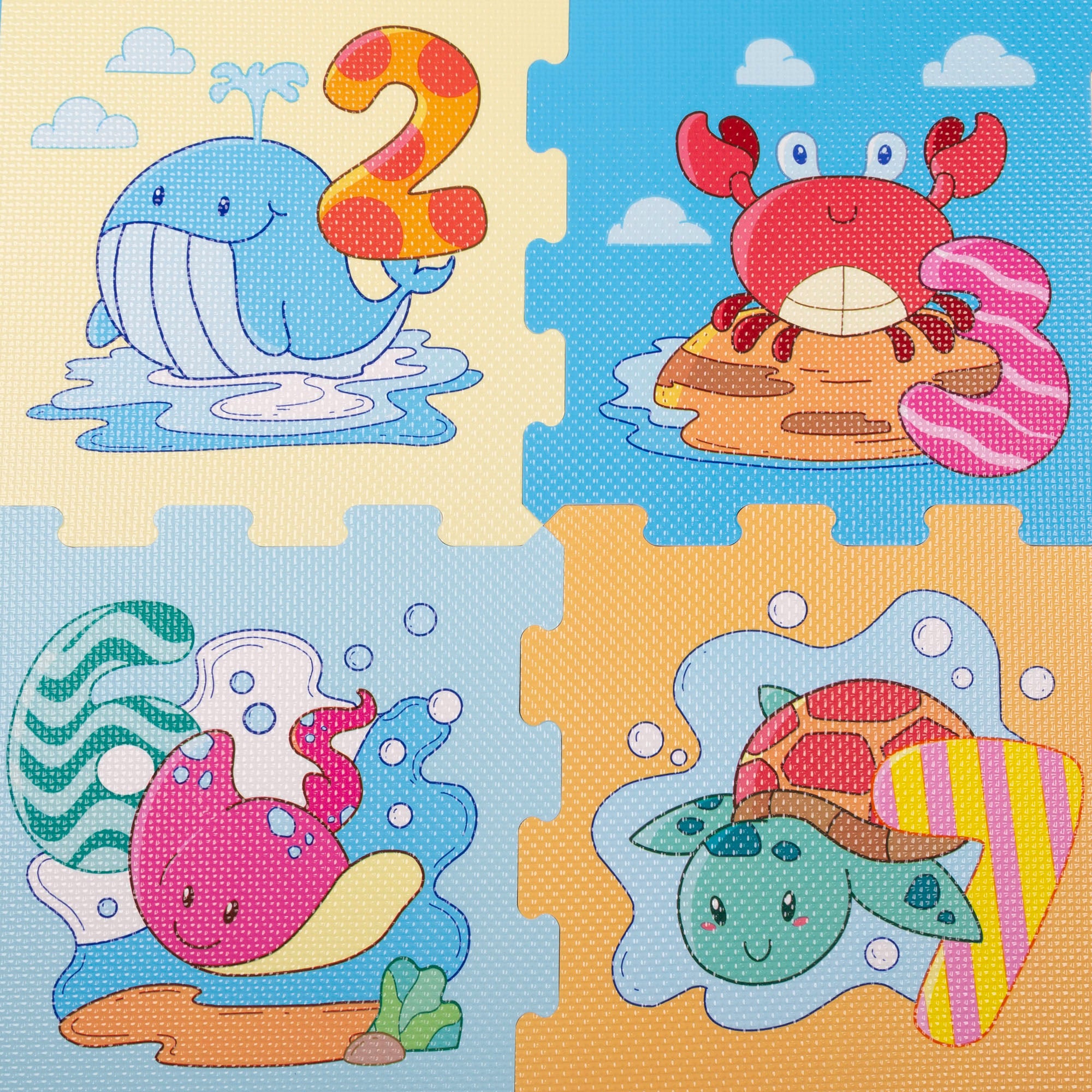 Alfombra puzle bebés animales y números 8 piezas gomaespuma C'Baby