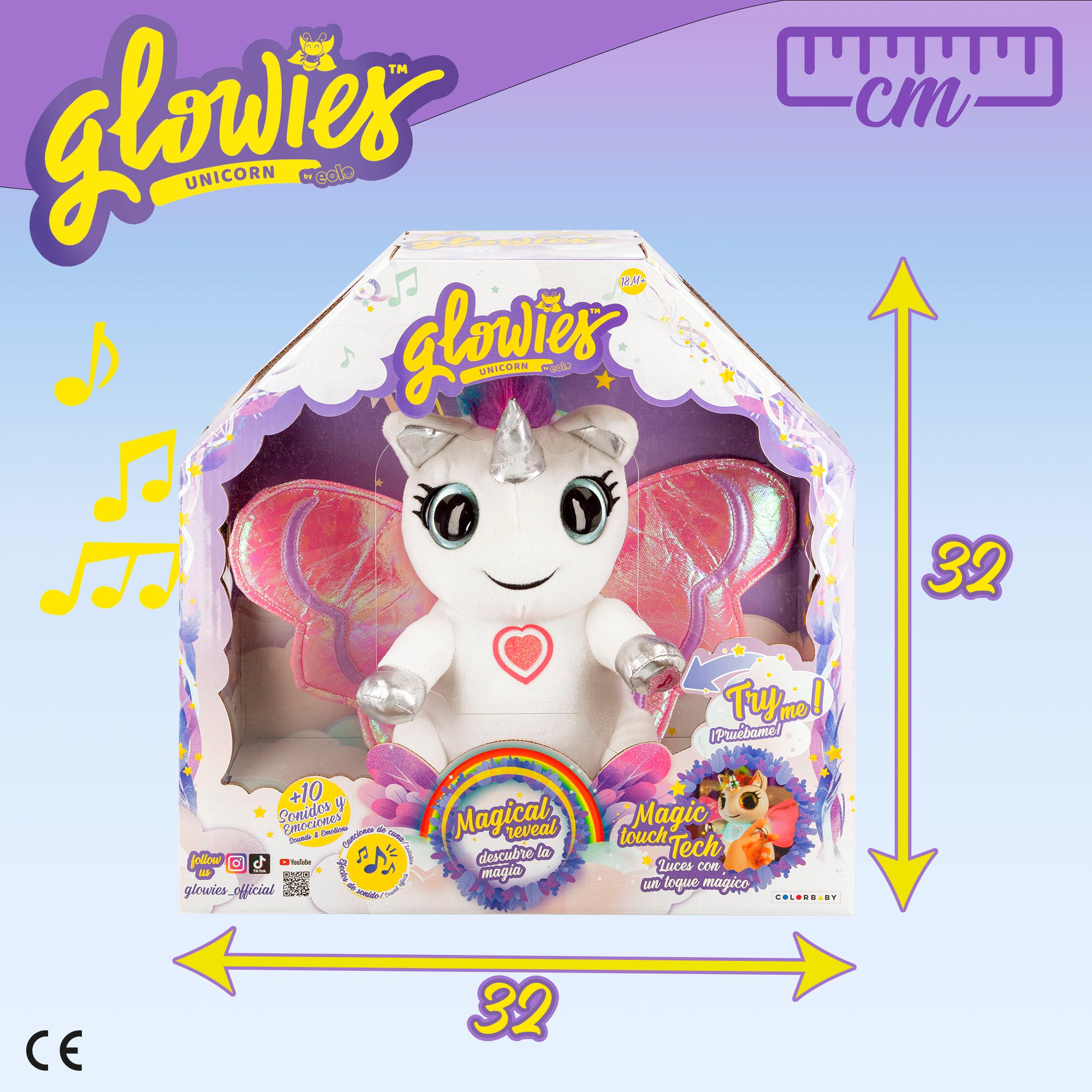 Glowies Peluche unicornio con luz y sonido para dormir
