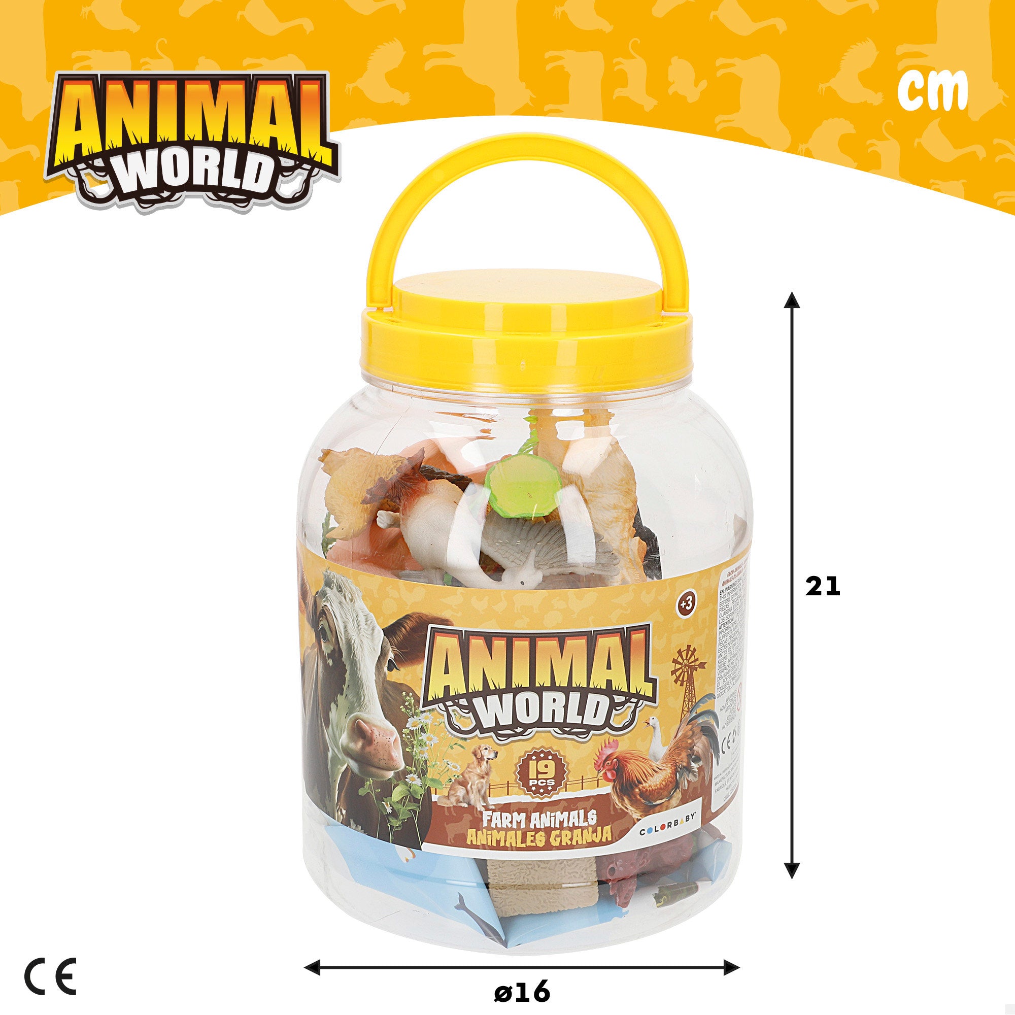 Set animales de la granja con mapa del mundo y accesorios 19 pzas. Animal World