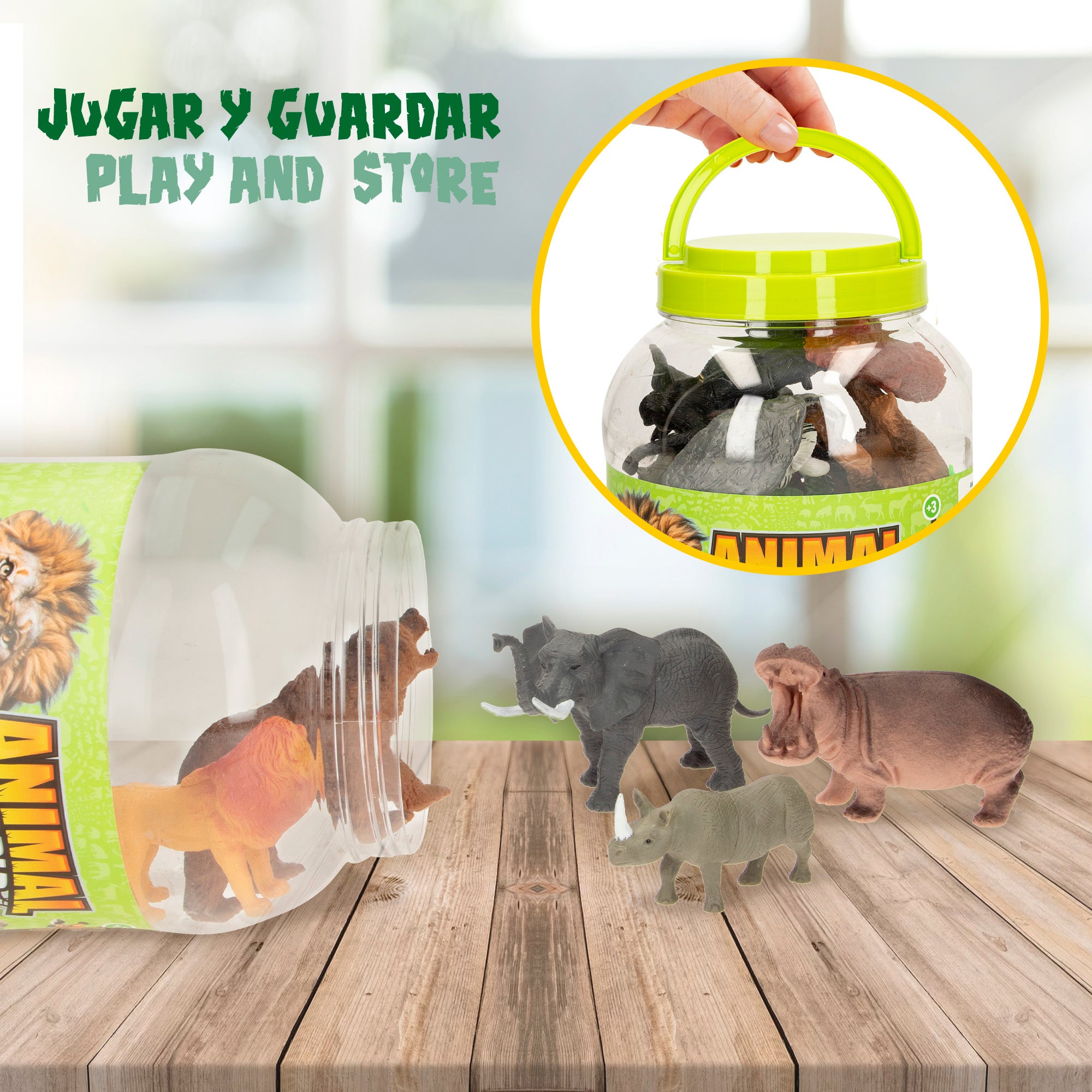 Set animales jungla con mapa del mundo y accesorios 19 pzas. Animal World