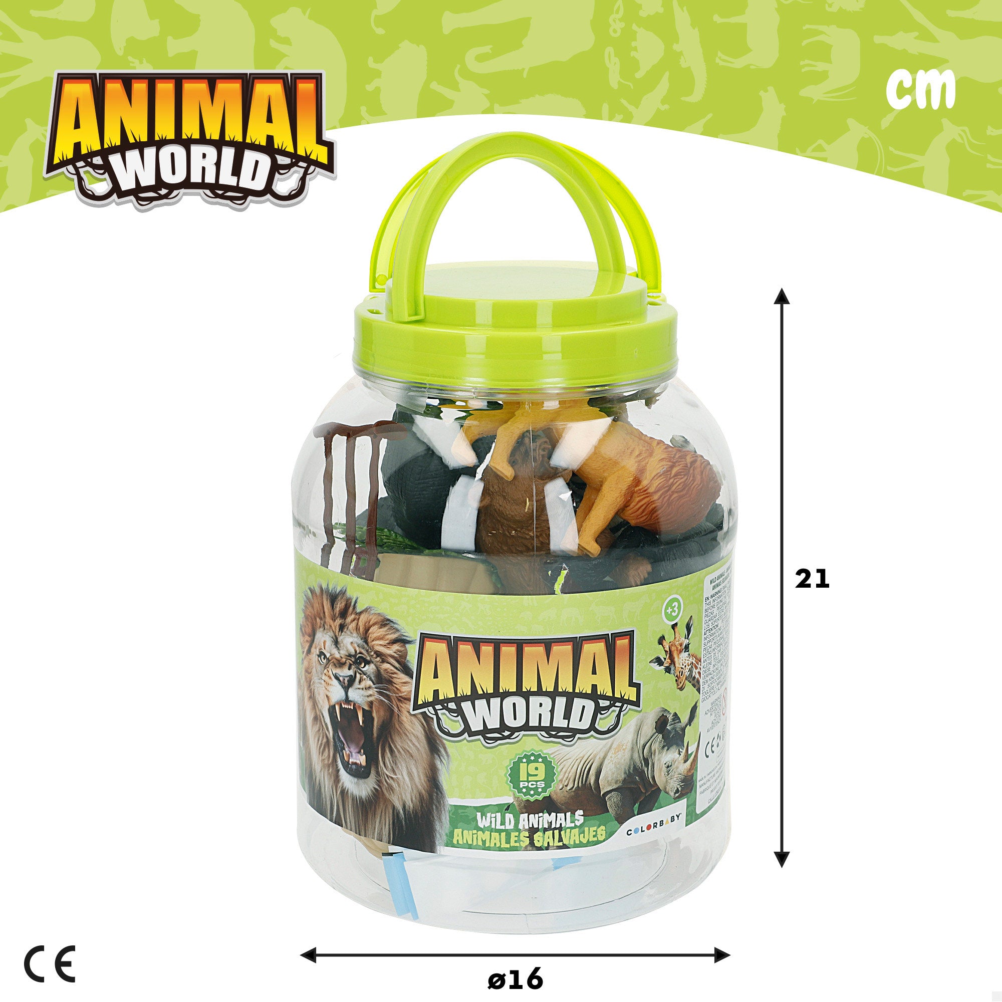 Set animales jungla con mapa del mundo y accesorios 19 pzas. Animal World