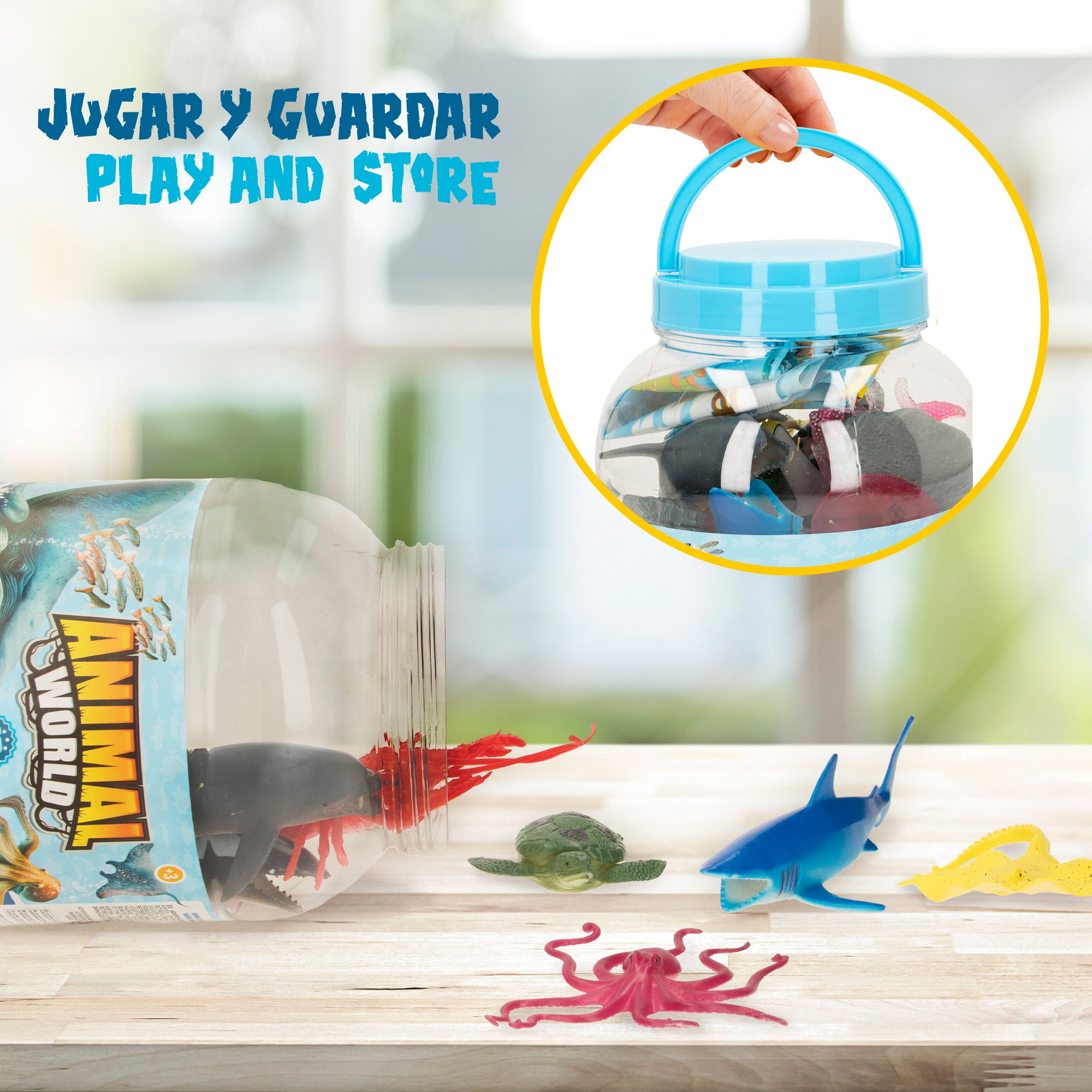 Set animales marinos con mapa del mundo y accesorios 19 pzas. Animal World
