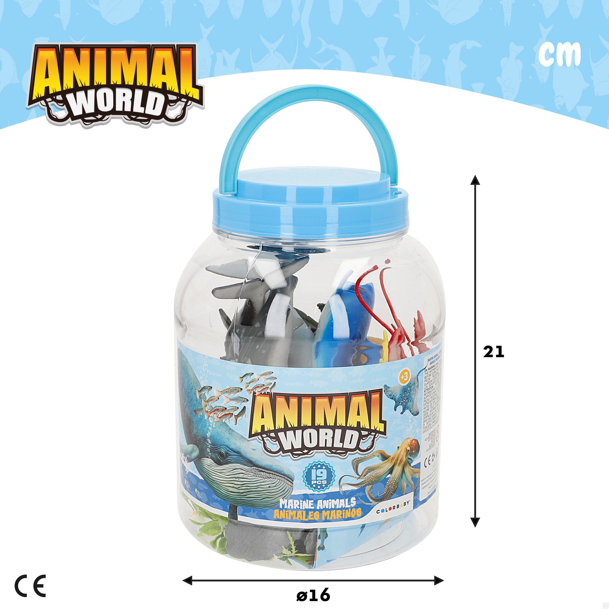 Set animales marinos con mapa del mundo y accesorios 19 pzas. Animal World