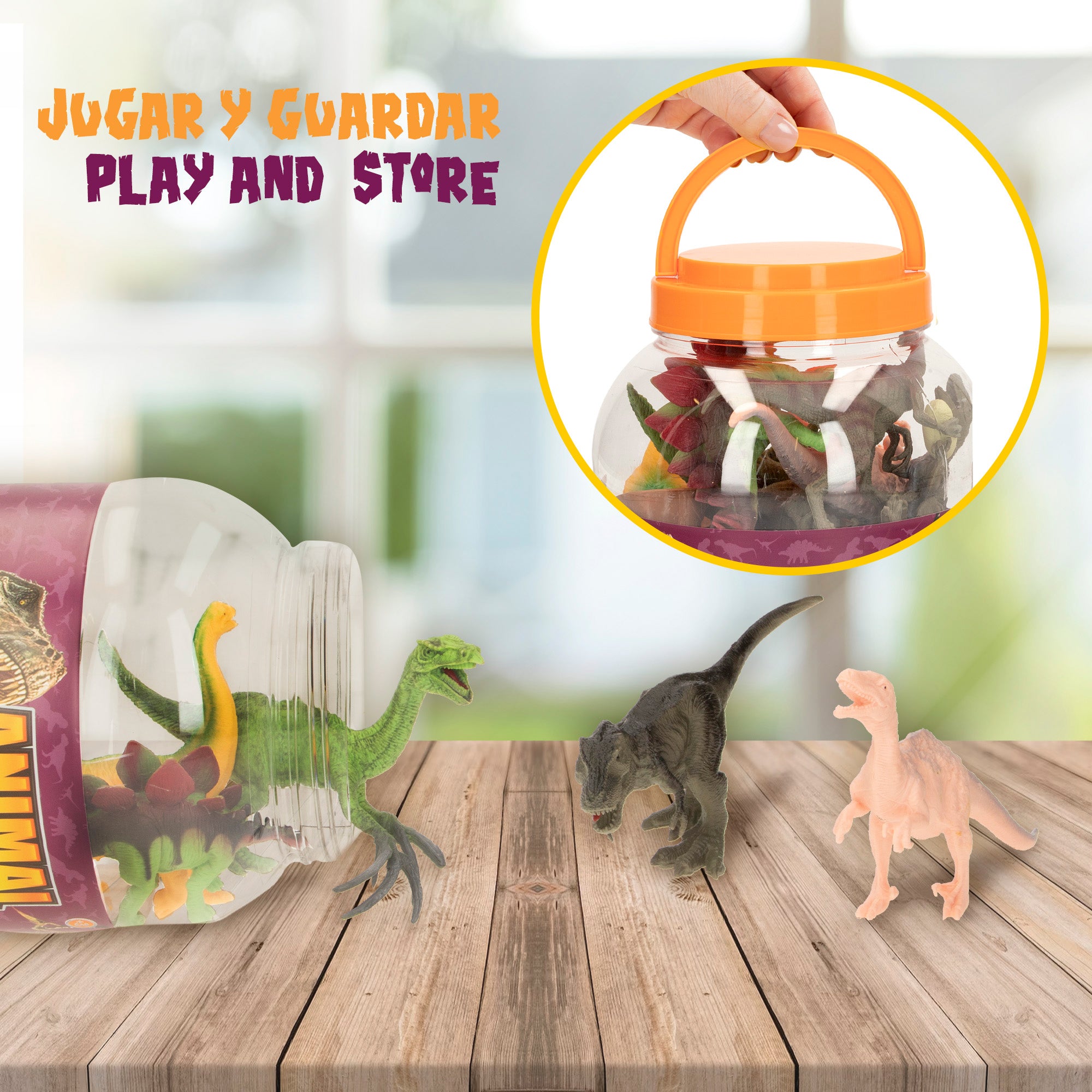 Set dinosaurios con mapa del mundo y accesorios 19 pzas. Animal World