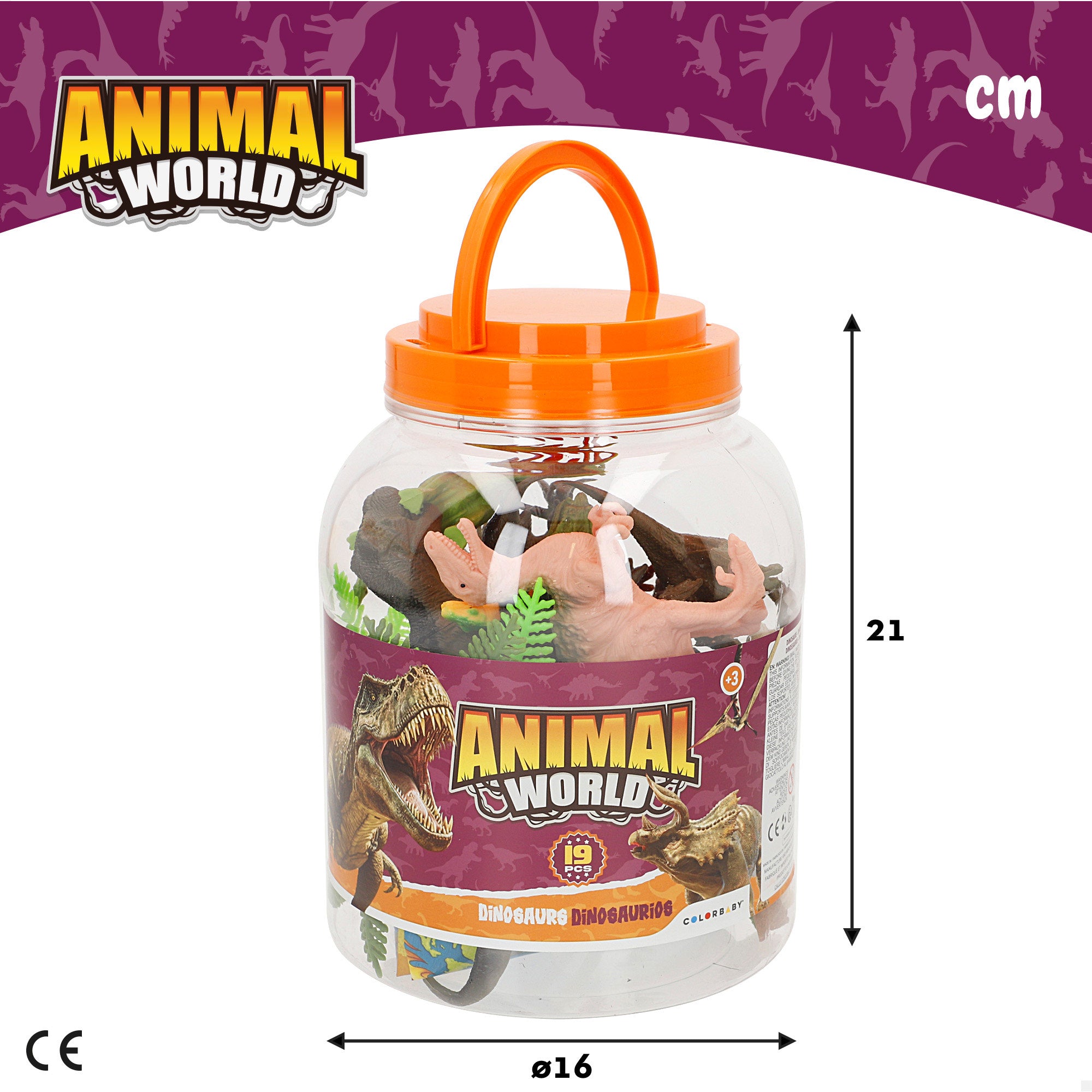 Set dinosaurios con mapa del mundo y accesorios 19 pzas. Animal World