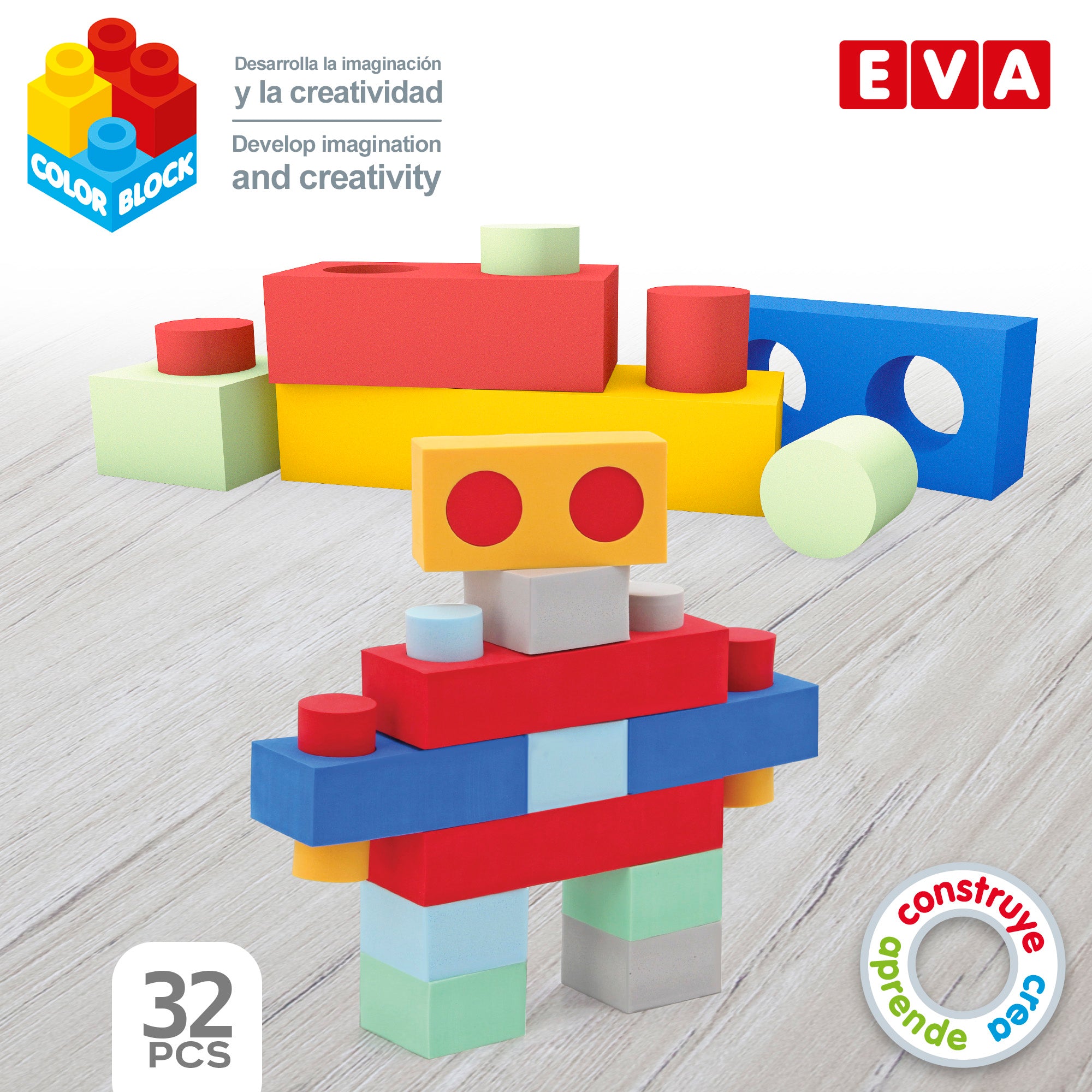 Juego bloques de construcción gomaeva 32 piezas Color Block