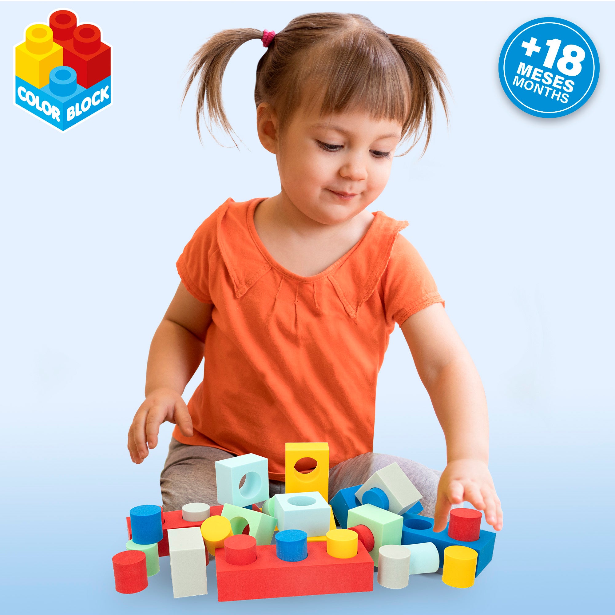Conjunto de blocos de construção em espuma EVA coloridos, 32 peças