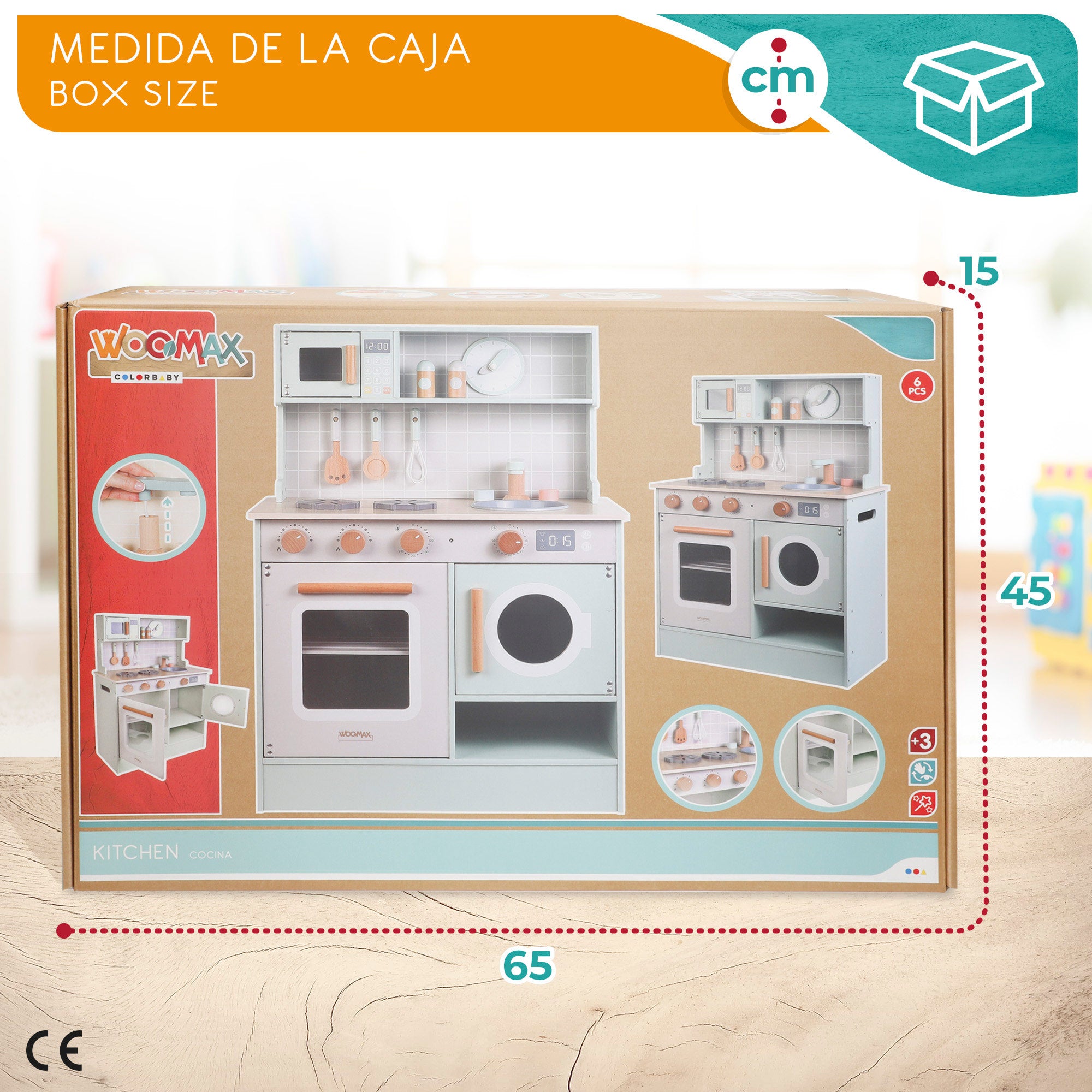 WOOMAX Cocinita madera con elementos interactivos y accesorios