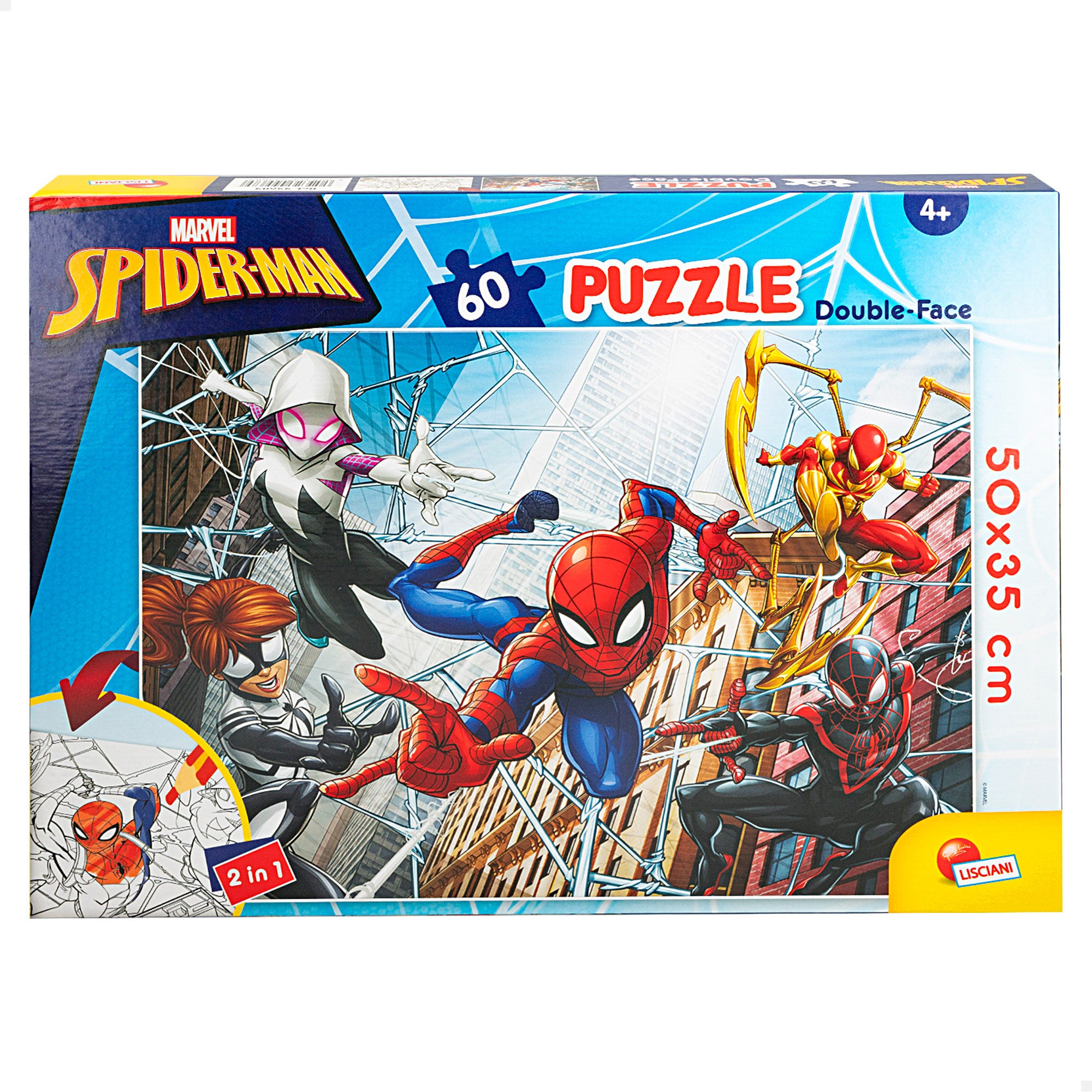 Marvel Spider-Man Puzzle doble cara para colorear 60 piezas