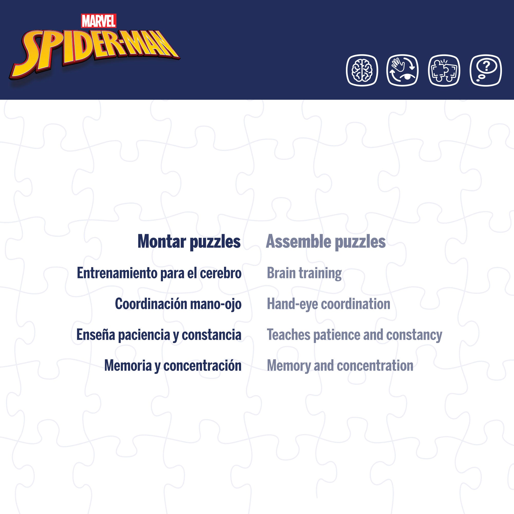Marvel Spider-Man Puzzle doble cara para colorear 60 piezas