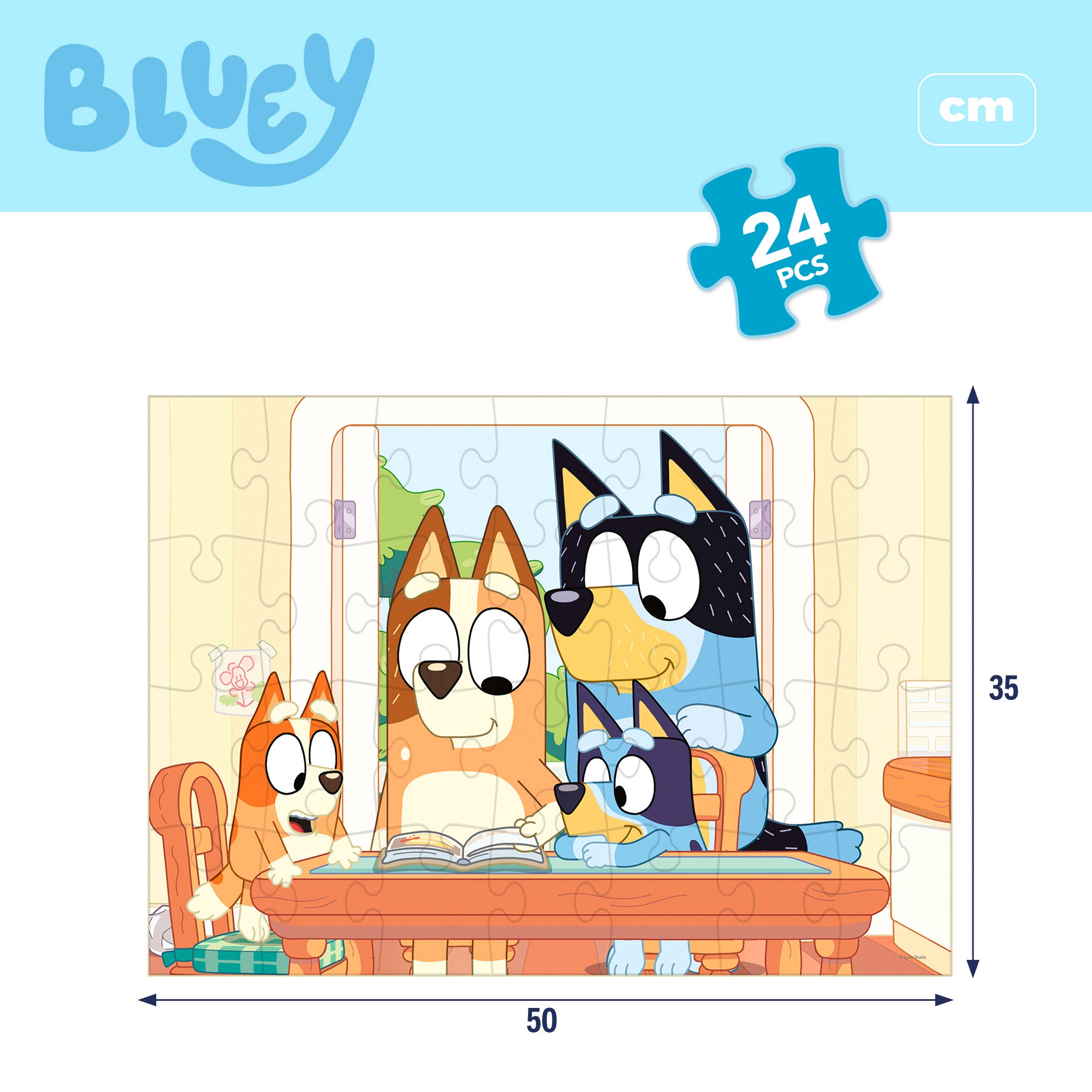 Bluey Puzzle doble cara para colorear 24 piezas grandes