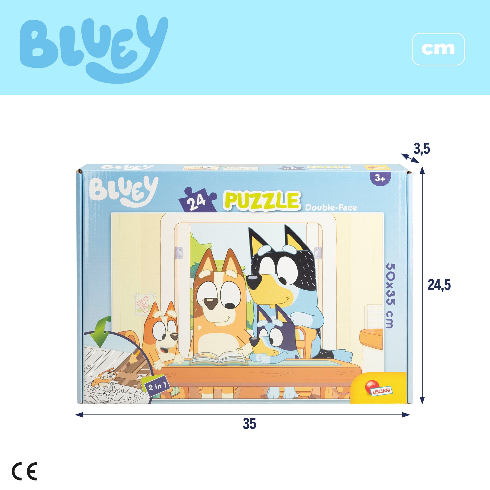 Bluey Puzzle doble cara para colorear 24 piezas grandes