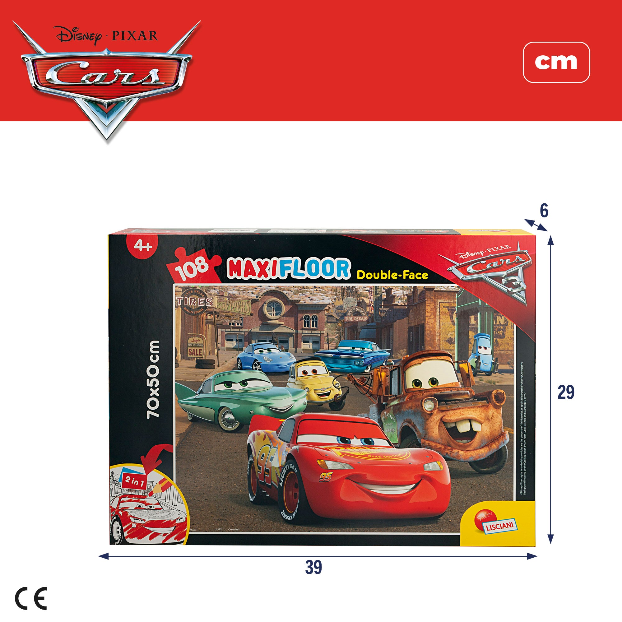 Disney Cars Puzzle doble cara para colorear 108 piezas