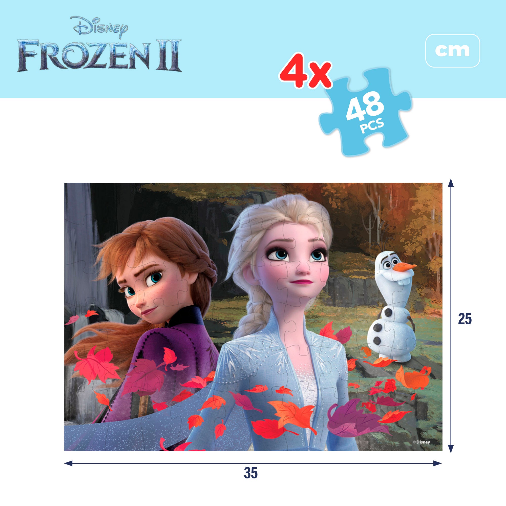 Disney Frozen Pack 4 puzzles doble cara para colorear 48 piezas