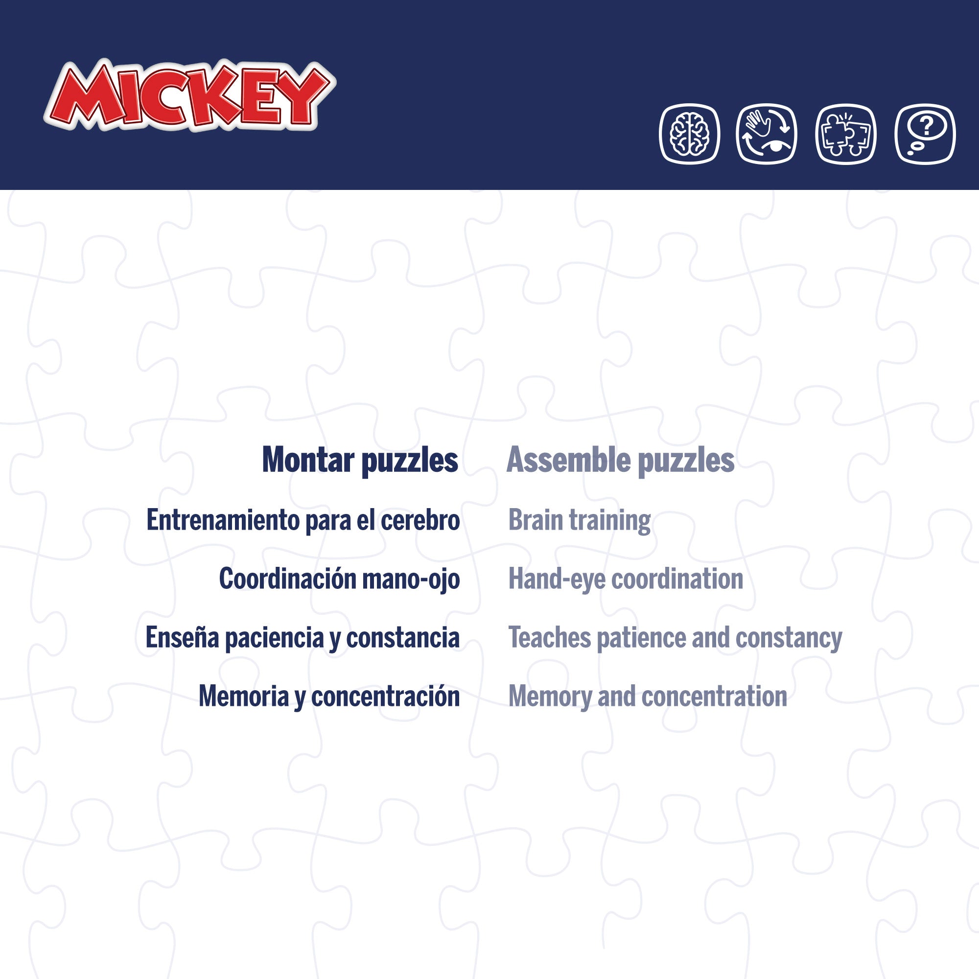 Mickey Pack 4 puzzles doble cara para colorear 48 piezas