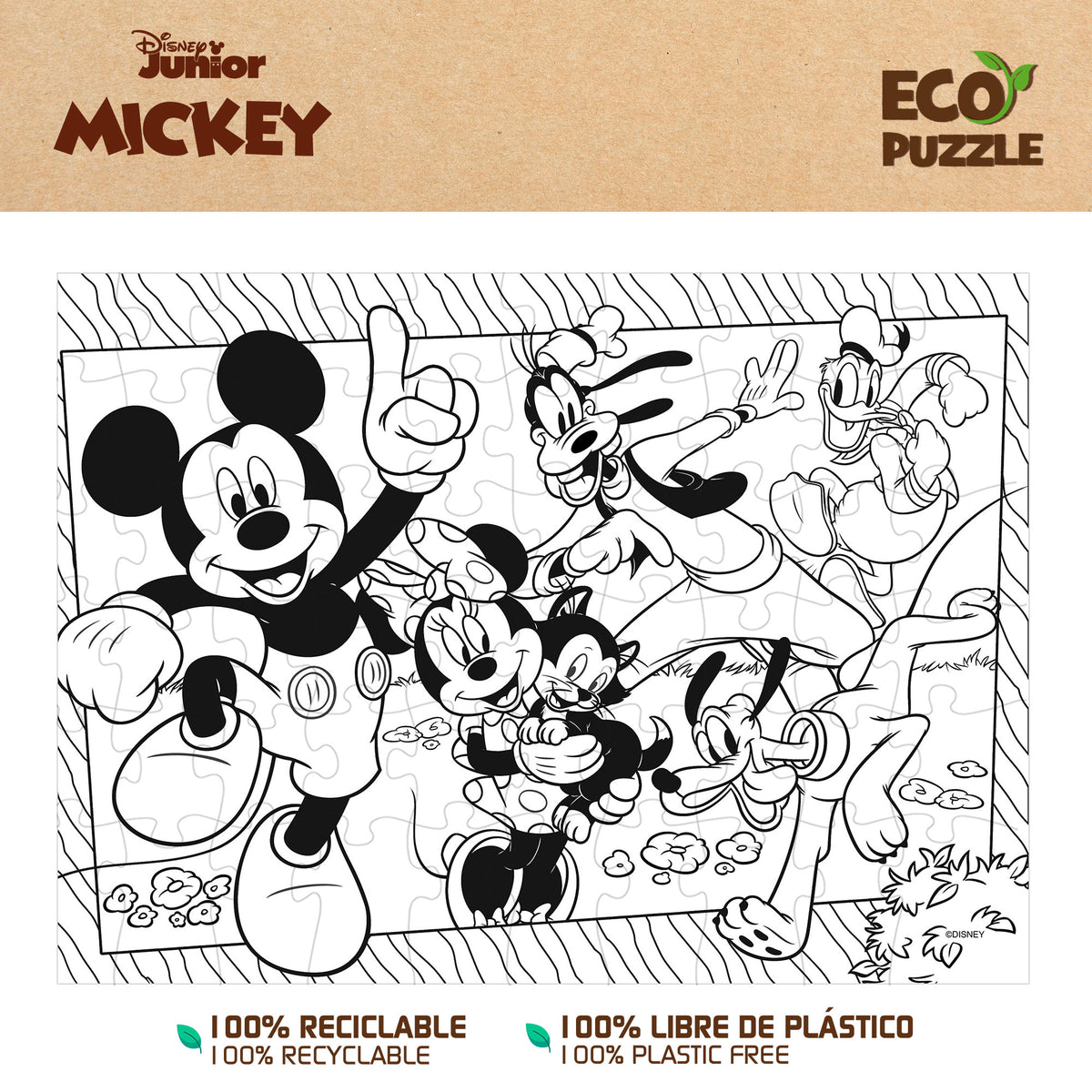 Disney Mickey Puzzle ECO doble cara para colorear 60 piezas grandes