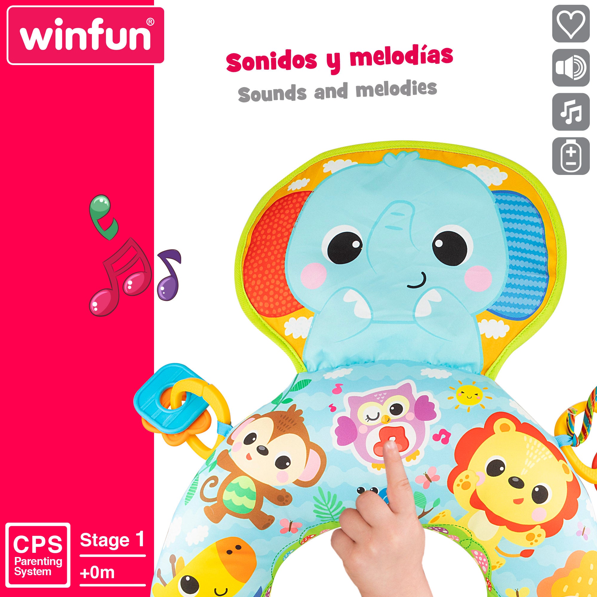 Winfun Cojín bebé animales de la jungla