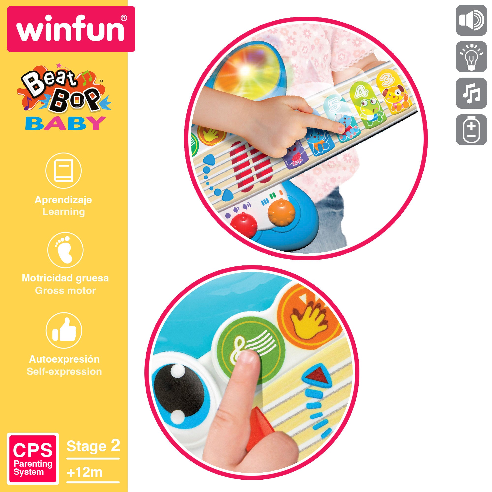Winfun Guitarra bebé táctil con luz, sonido y melodías