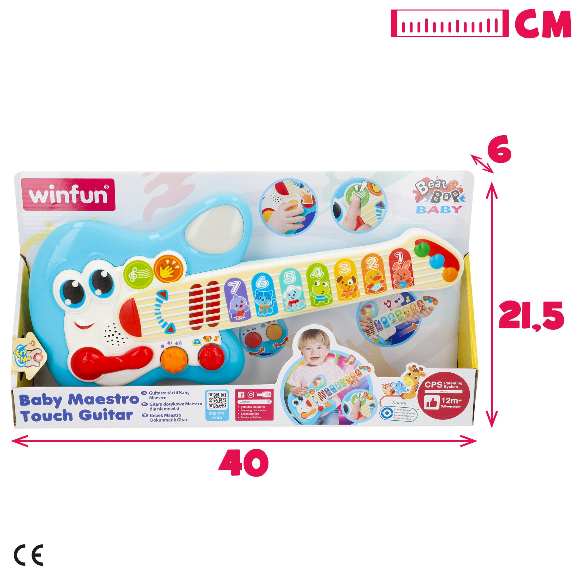 Winfun Guitarra bebé táctil con luz, sonido y melodías