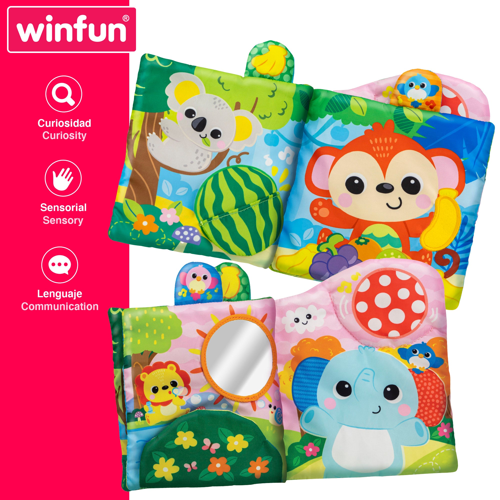 Libro sensorial bebé animales de la selva Winfun