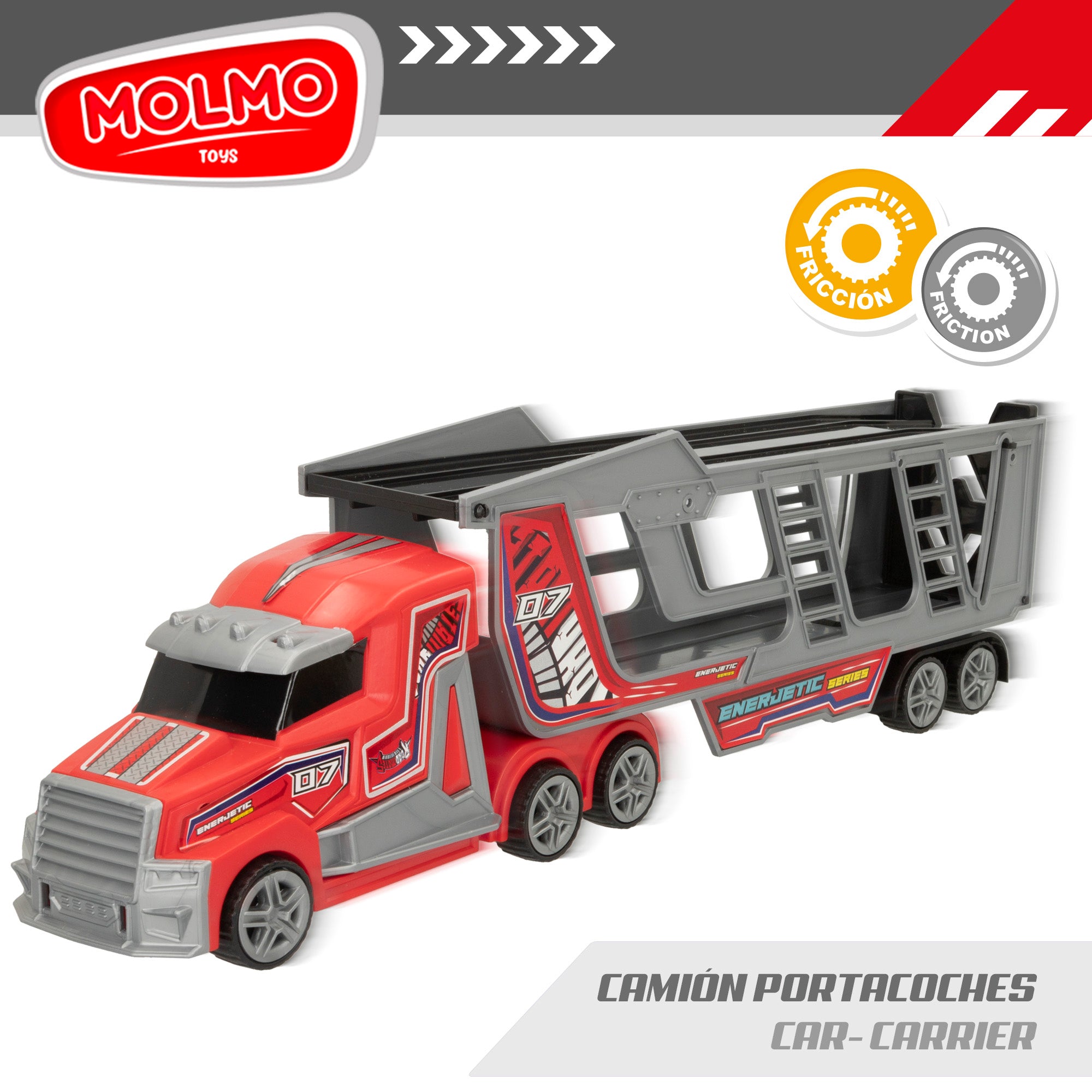Camión portacoches fricción con 2 coches 4x4 COLORBABY