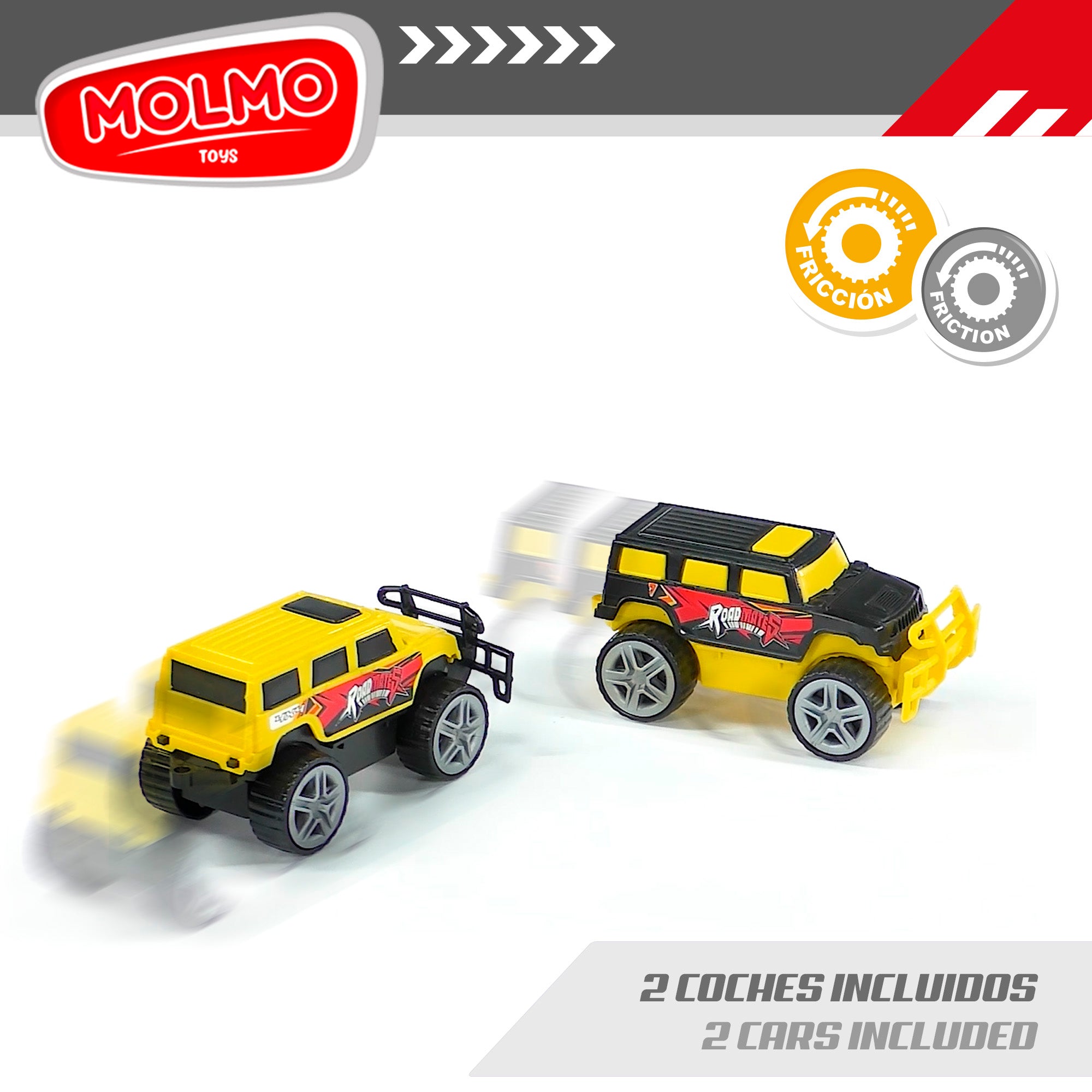 Camión portacoches fricción con 2 coches 4x4 COLORBABY
