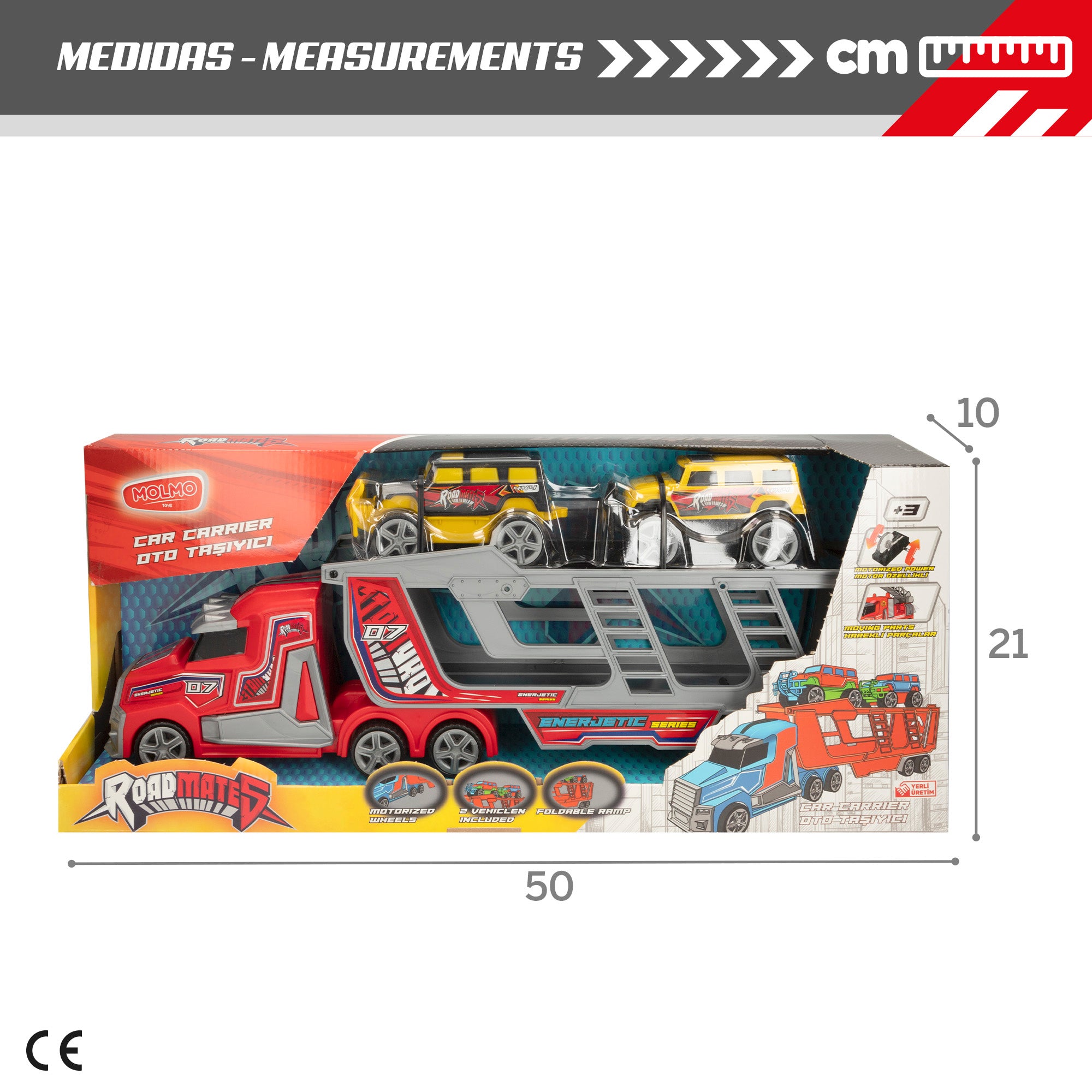 Camión portacoches fricción con 2 coches 4x4 COLORBABY