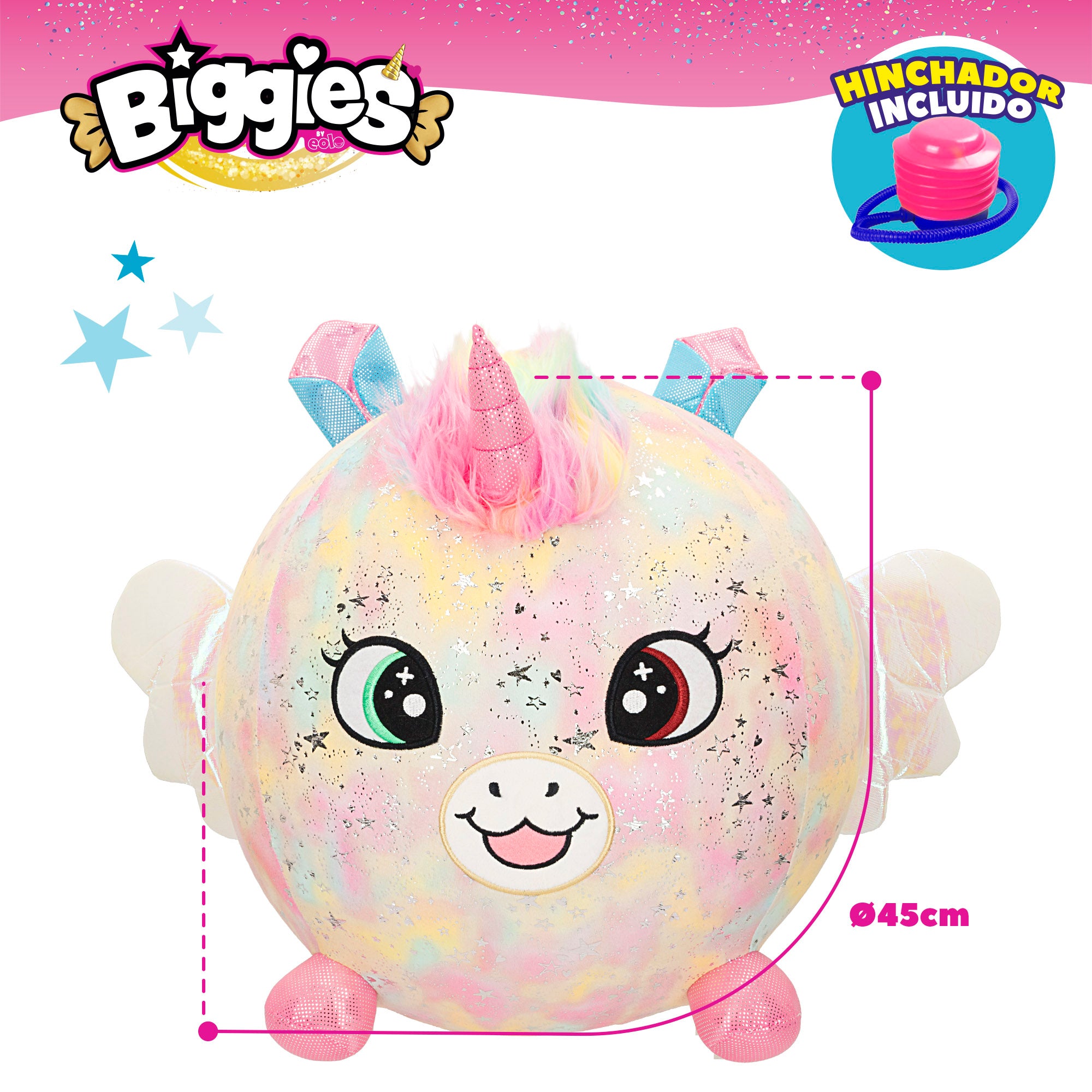 Biggies Peluche hinchable XXL unicornio fantasía