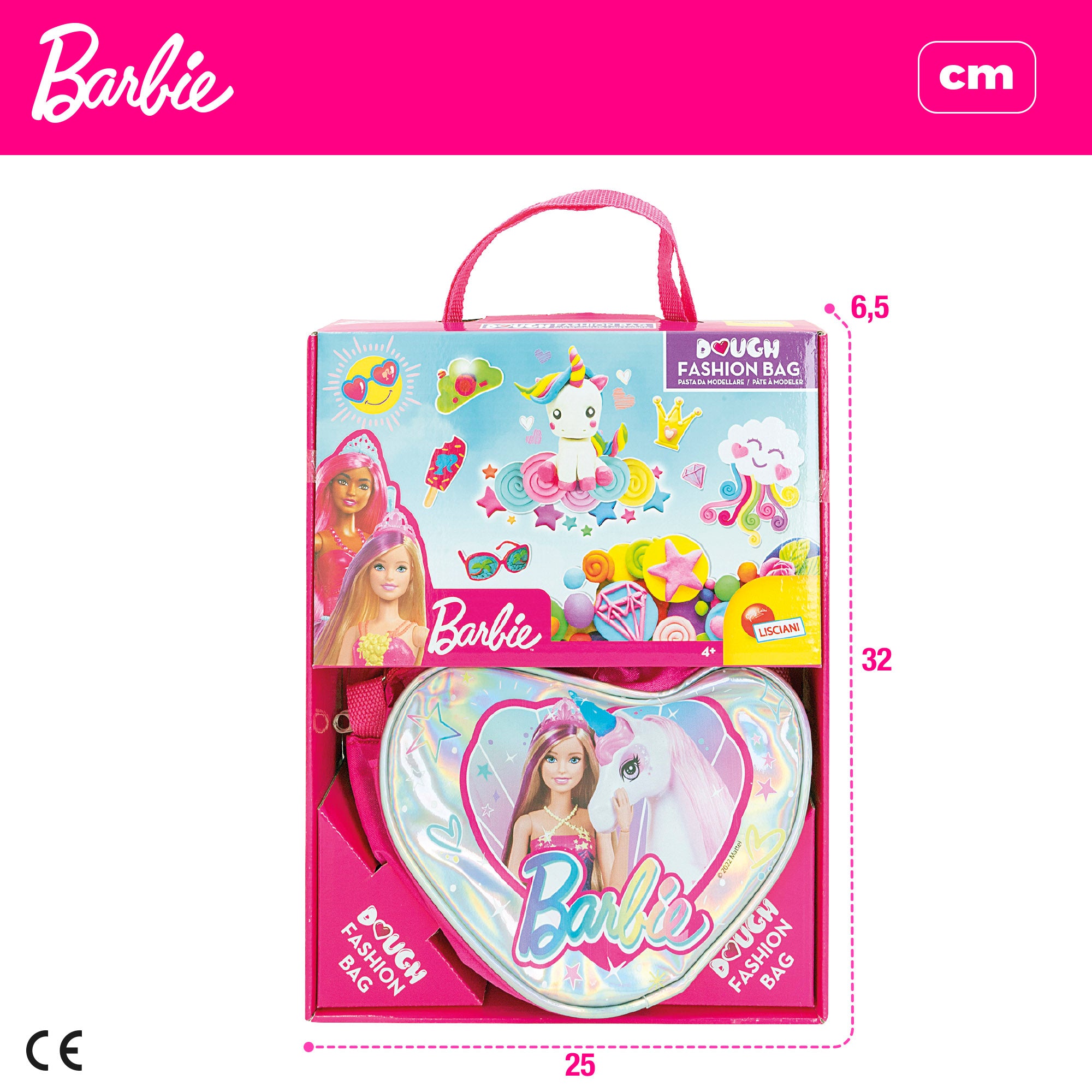 Barbie Bolso corazón brillante con plastilina y moldes