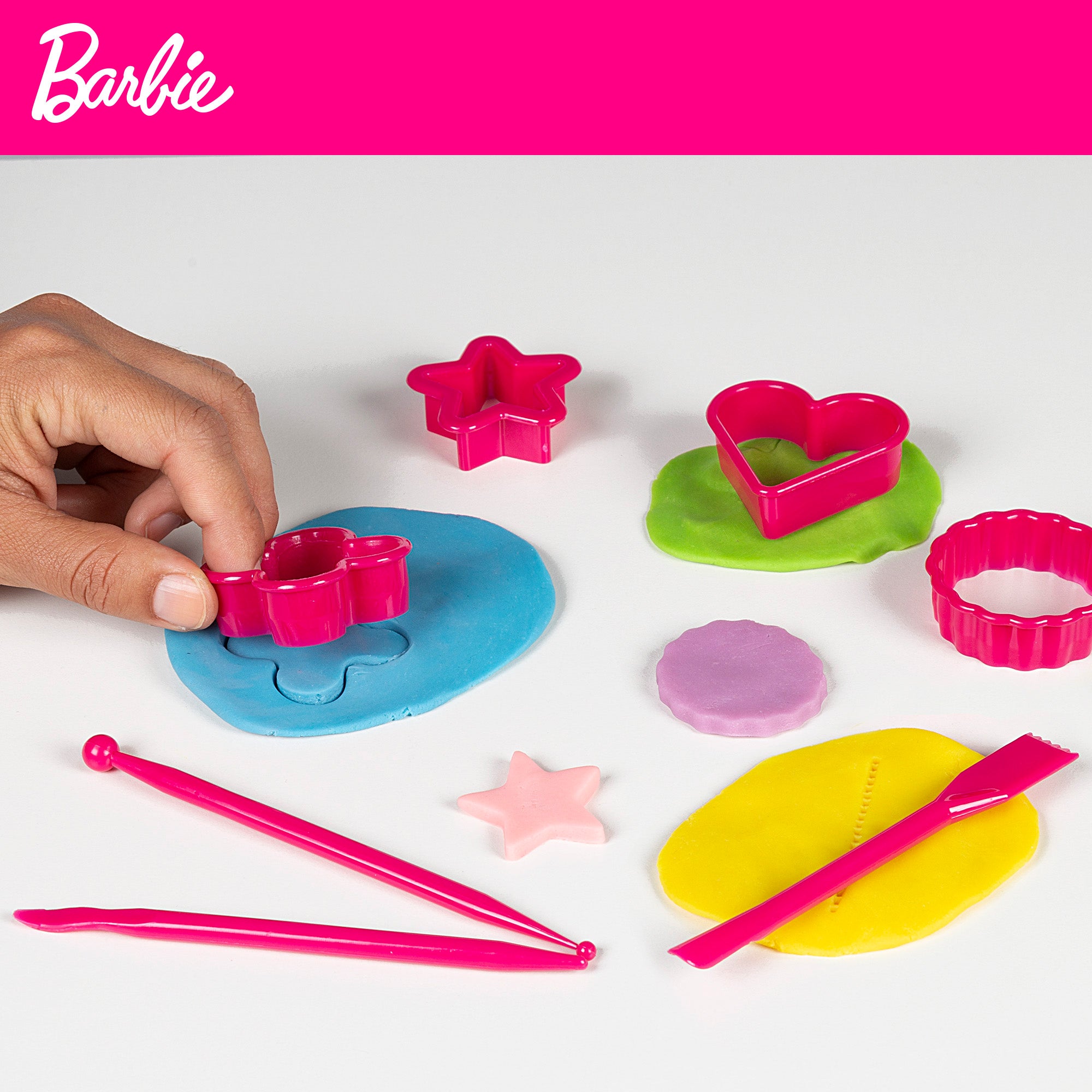Barbie Mochila brillante y kit plastilina con moldes