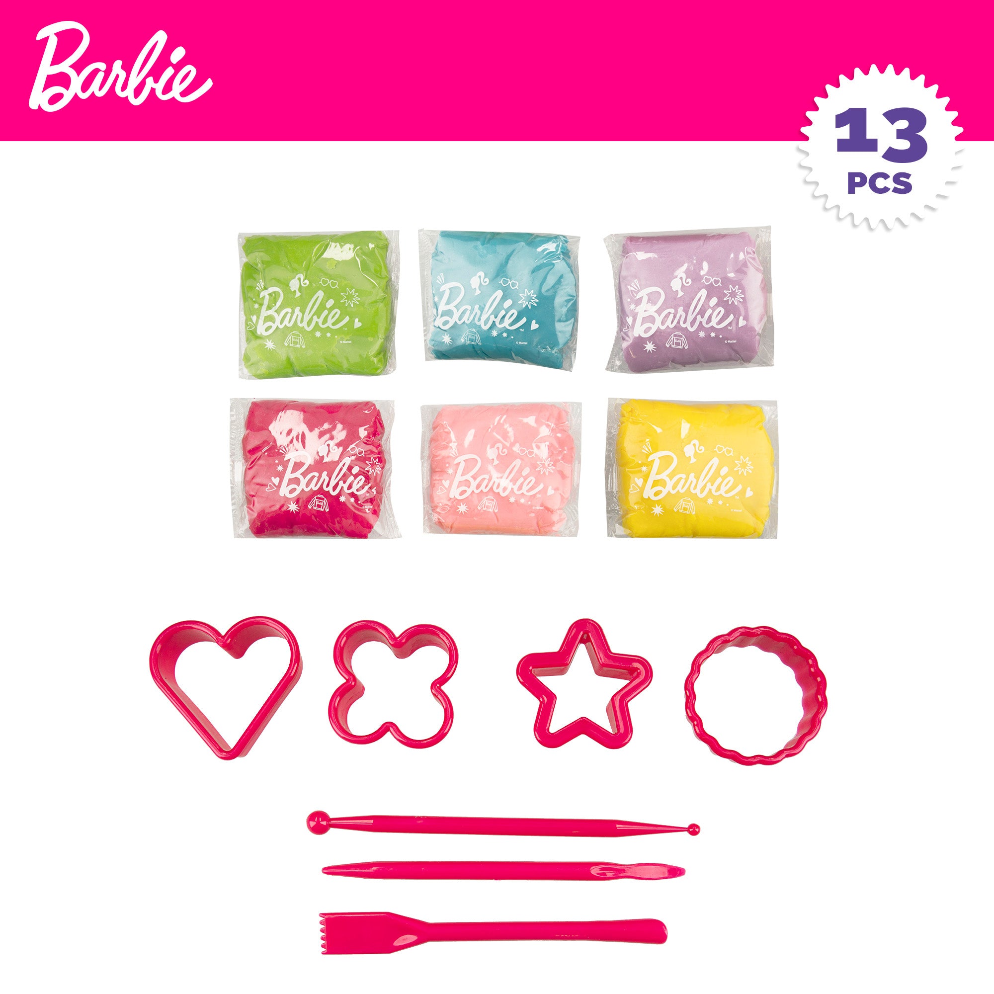 Barbie Mochila brillante y kit plastilina con moldes