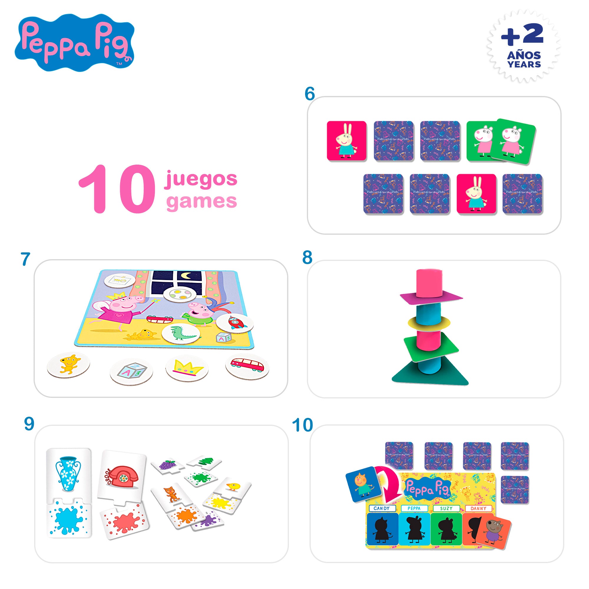 Peppa Pig Juegos de mesa 10 en 1
