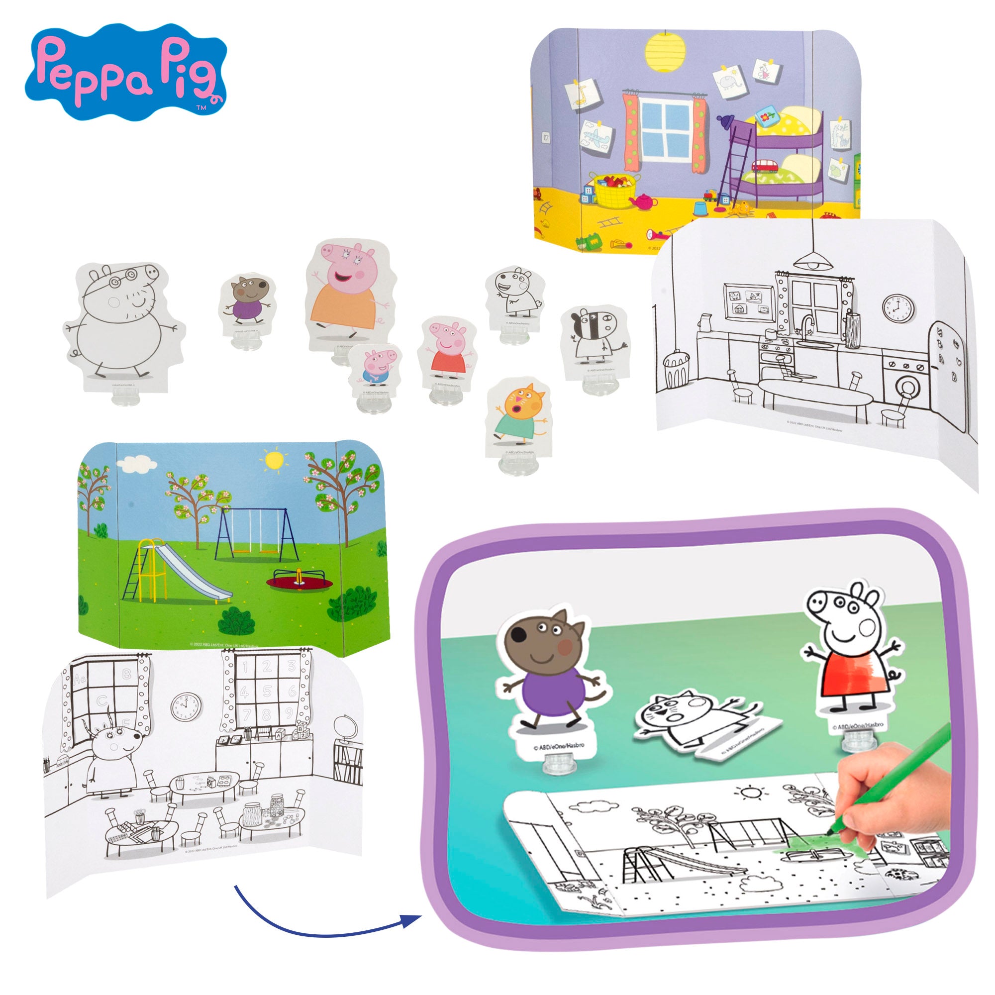 Peppa Pig Mochila infantil con accesorios para jugar y colorear