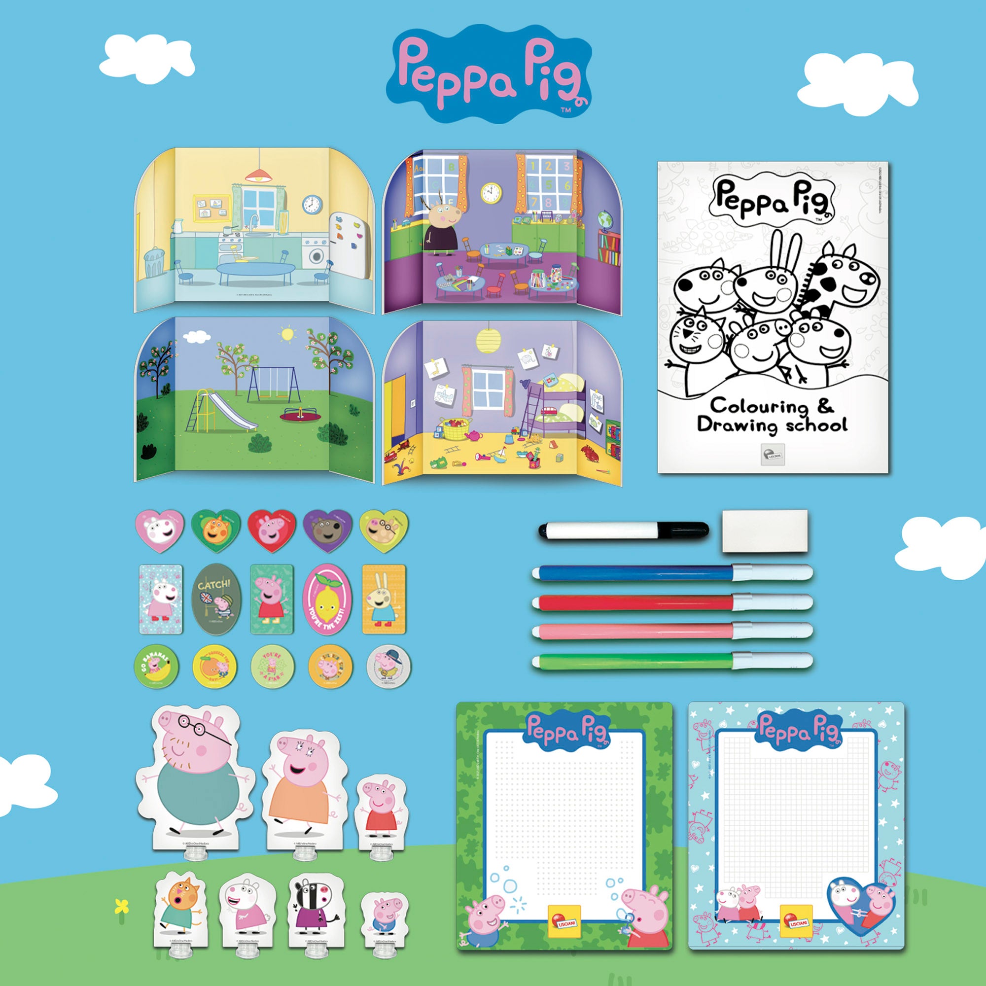 Peppa Pig Mochila infantil con accesorios para jugar y colorear